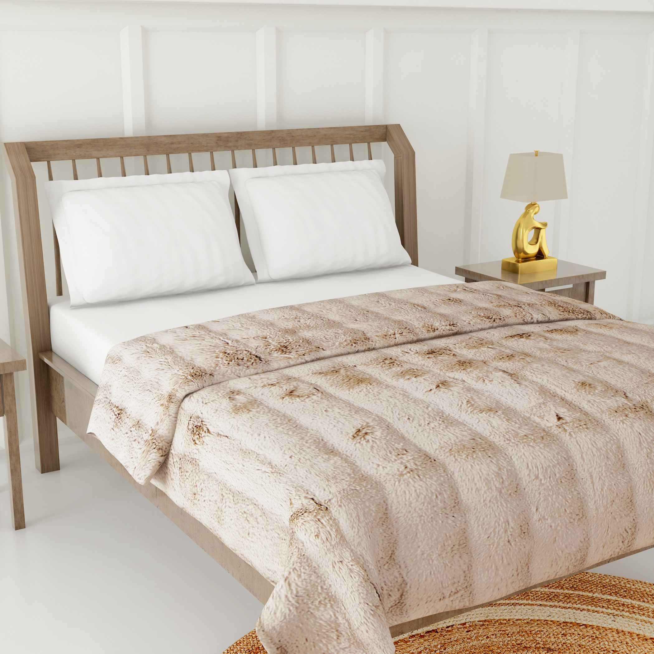 Gia Como - Bubble Rabbit Fur Blanket - Oyster-household-bedding-blankets-image-3