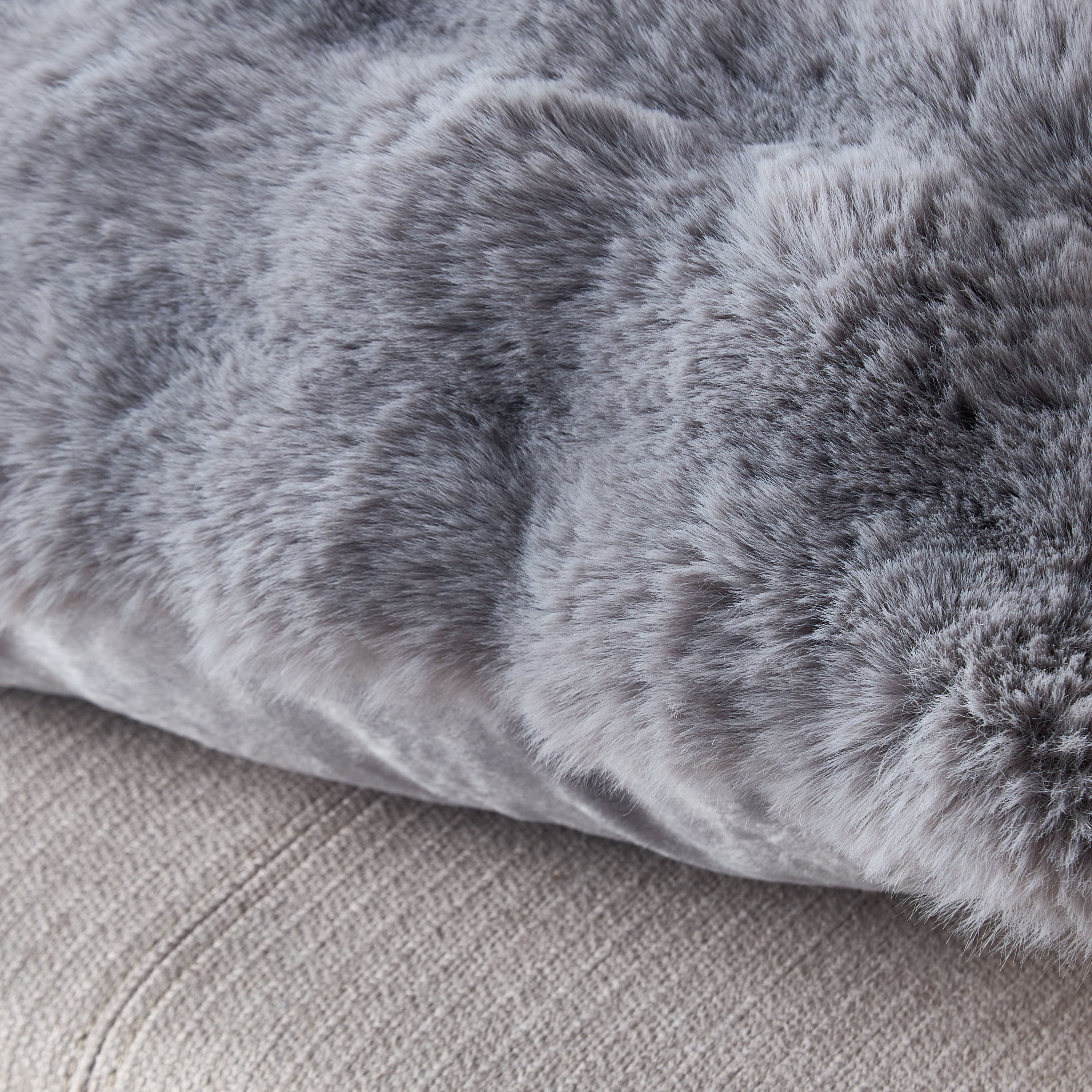 Gia Como - Bubble Rabbit Fur Cushion - Grey -household-cushionsandthrows-filledcushions-decorativecushions-image-3
