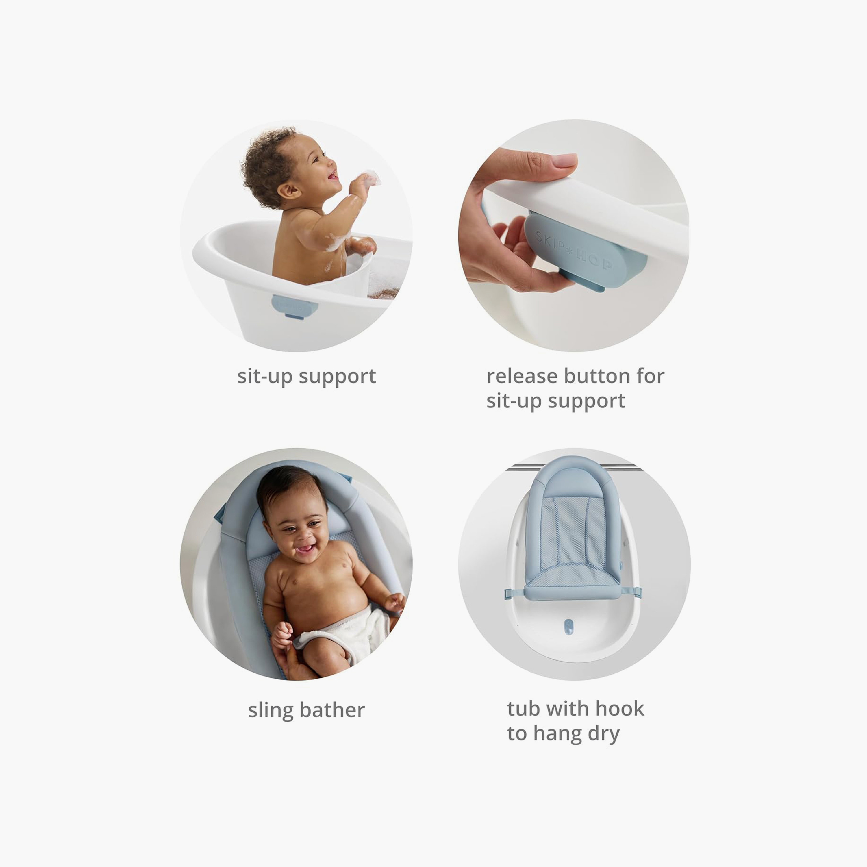 Skip Hop 4-in-1 Non-Slip Surface Multi Stage Bath Tub with Drain Plug - Newborns+-baby-bathandcare-bathtubs-image-6