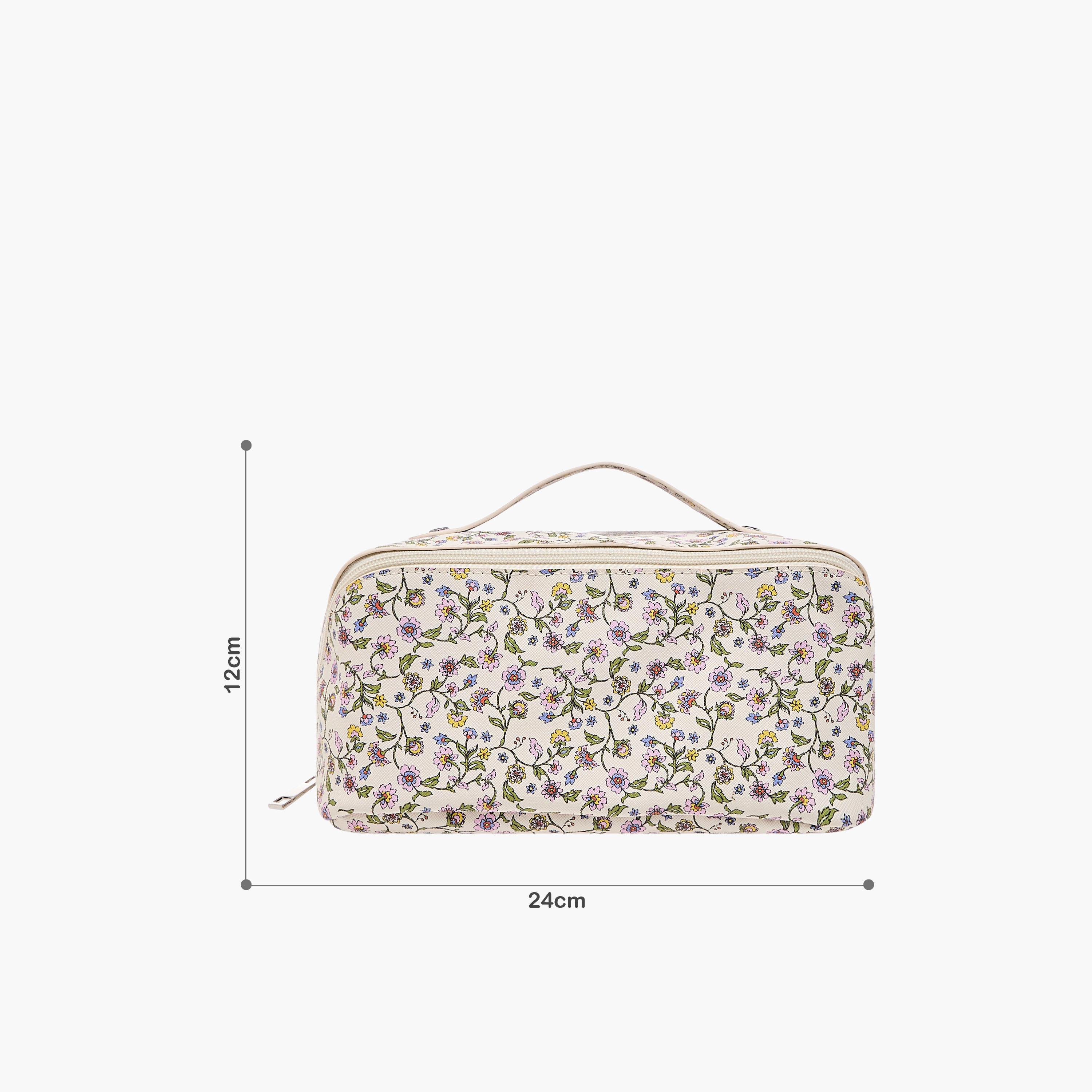 Cosmetic Pouch with Floral Print and Zip Closure -  24x12x12 cms-women-watchesandjewellery-jewellery-storage-image-2