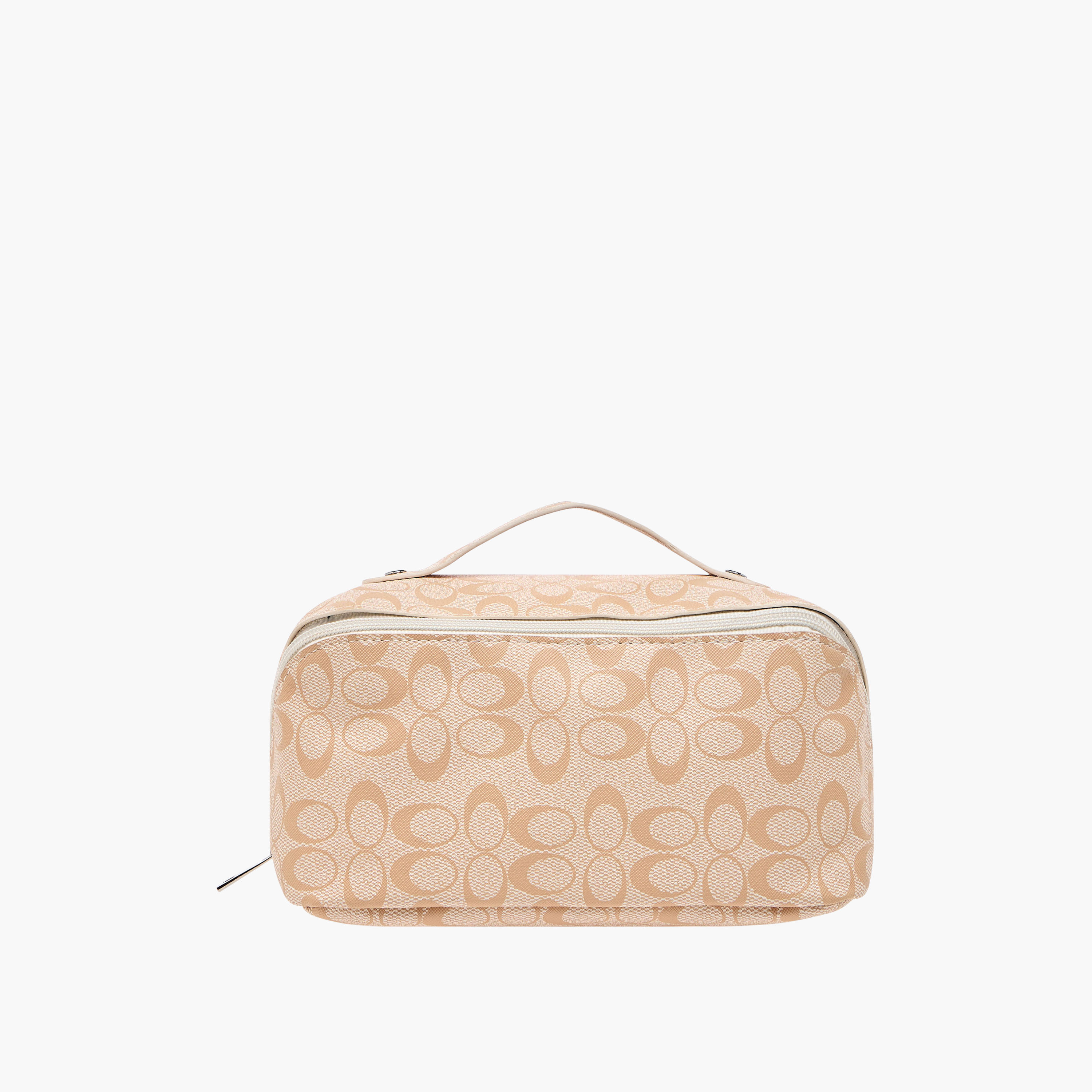 Monogram Print Cosmetics Bag with Handle - 24x12x12 cms-beautyandpersonalcare-makeup-brushesandaccessories-makeuppouches-image-1