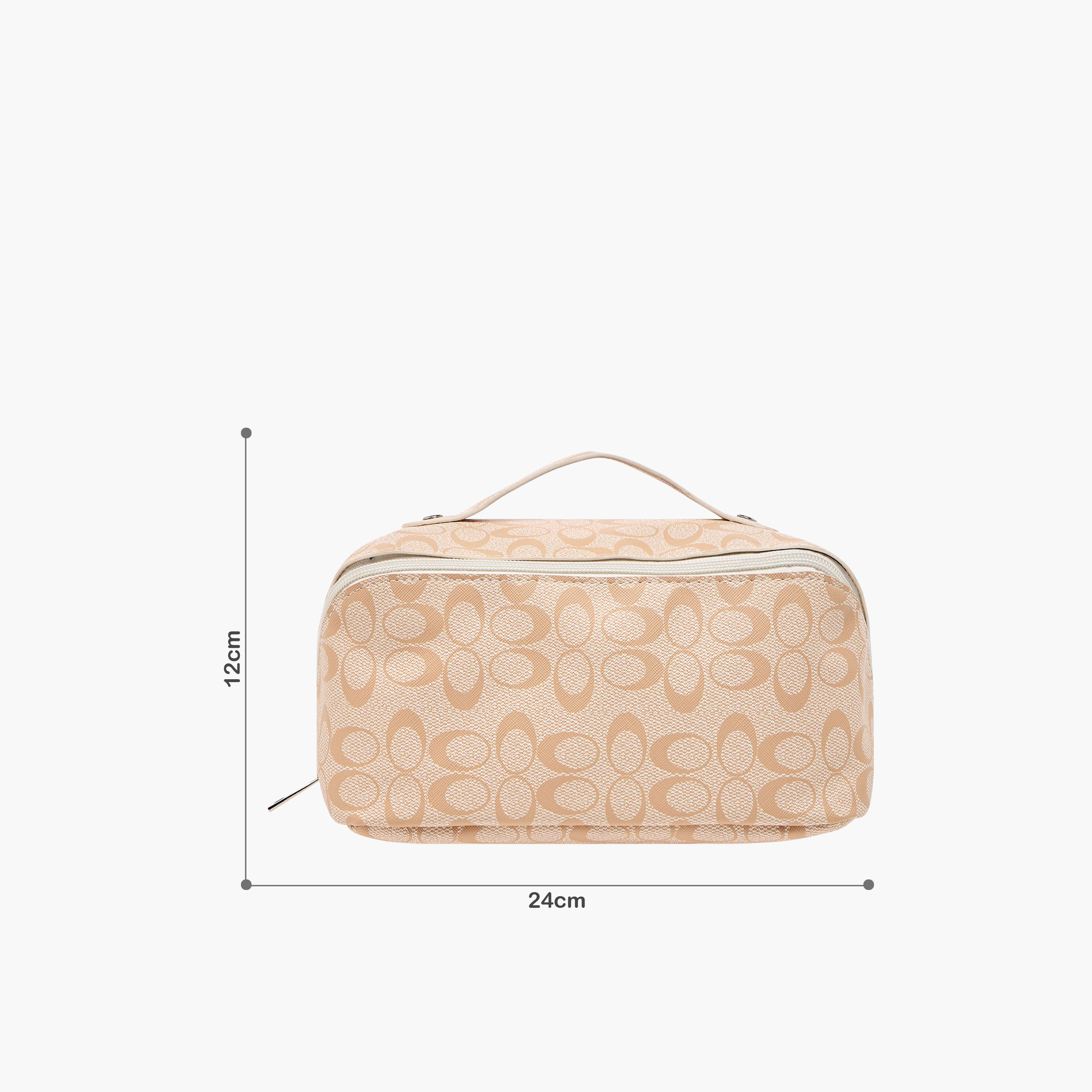 Monogram Print Cosmetics Bag with Handle - 24x12x12 cms-beautyandpersonalcare-makeup-brushesandaccessories-makeuppouches-image-2