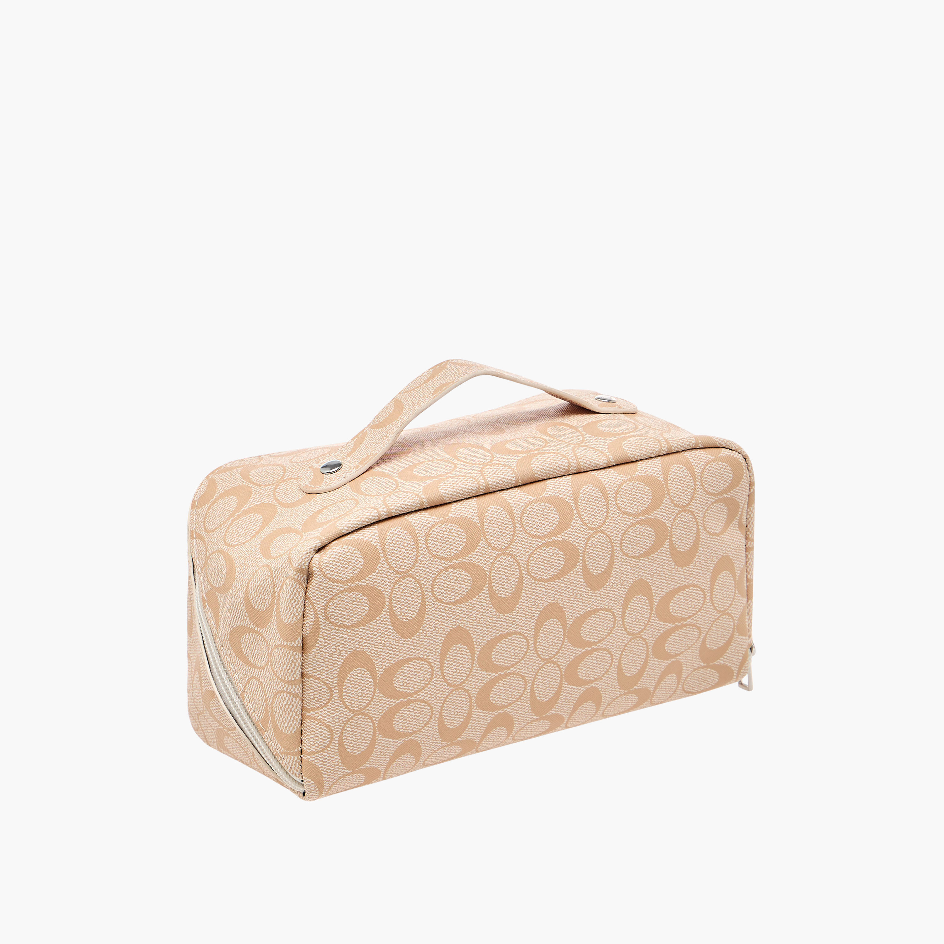 Monogram Print Cosmetics Bag with Handle - 24x12x12 cms-beautyandpersonalcare-makeup-brushesandaccessories-makeuppouches-image-4