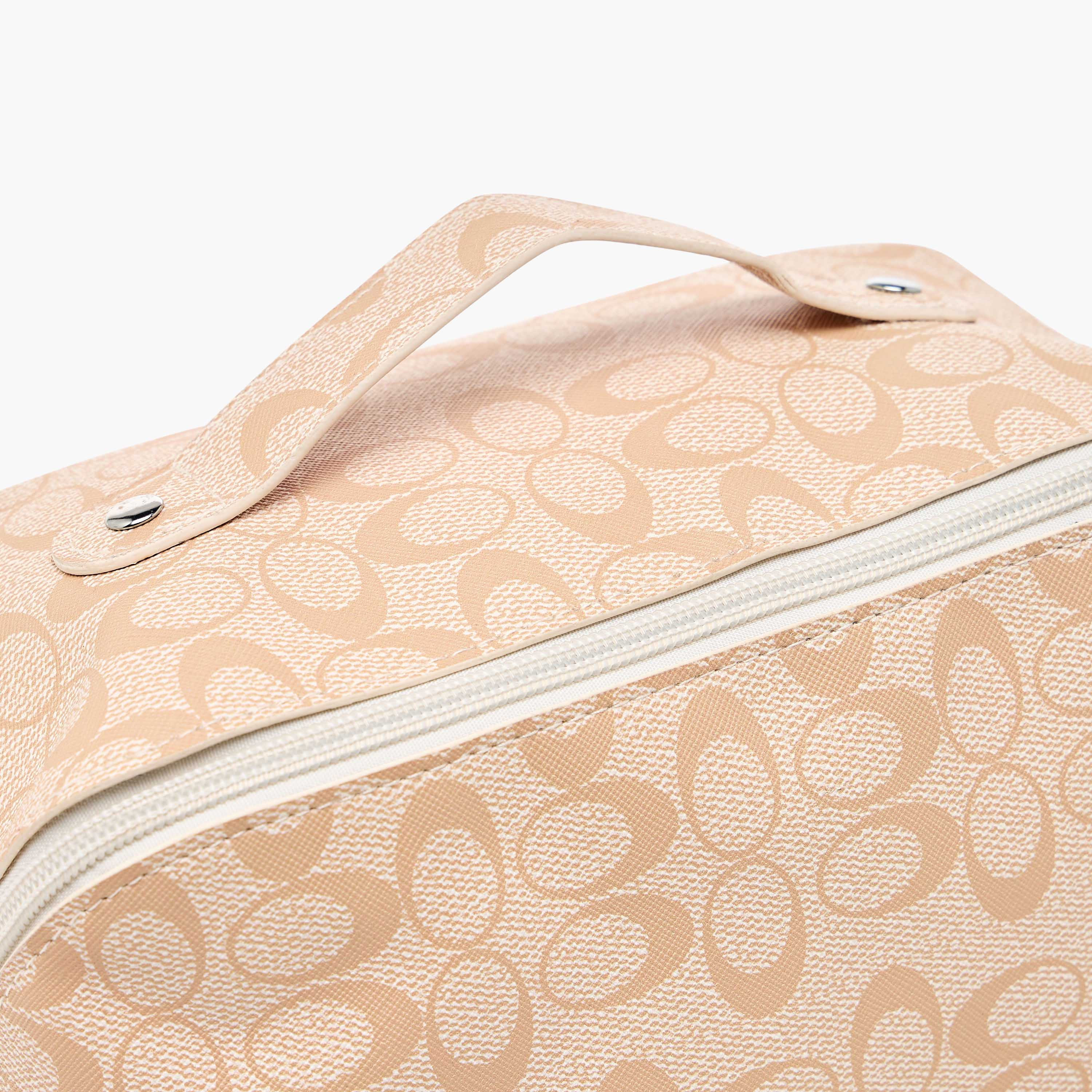 Monogram Print Cosmetics Bag with Handle - 24x12x12 cms-beautyandpersonalcare-makeup-brushesandaccessories-makeuppouches-image-5
