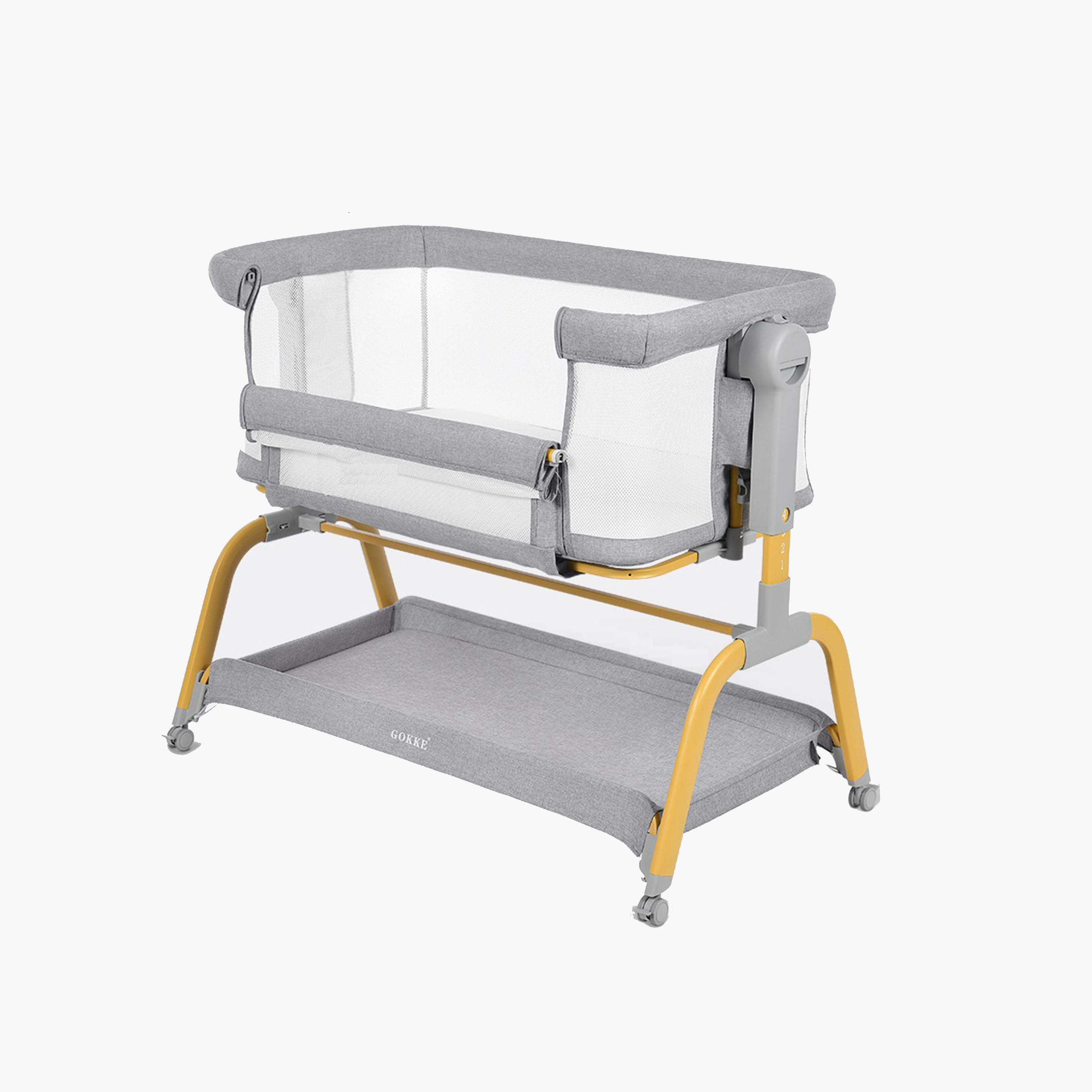 GOKKE Baby Bassinet with Manual Swing, 89x55x78-90 cm-baby-nursery-furniture-cribsandbeds-bassinets-image-1