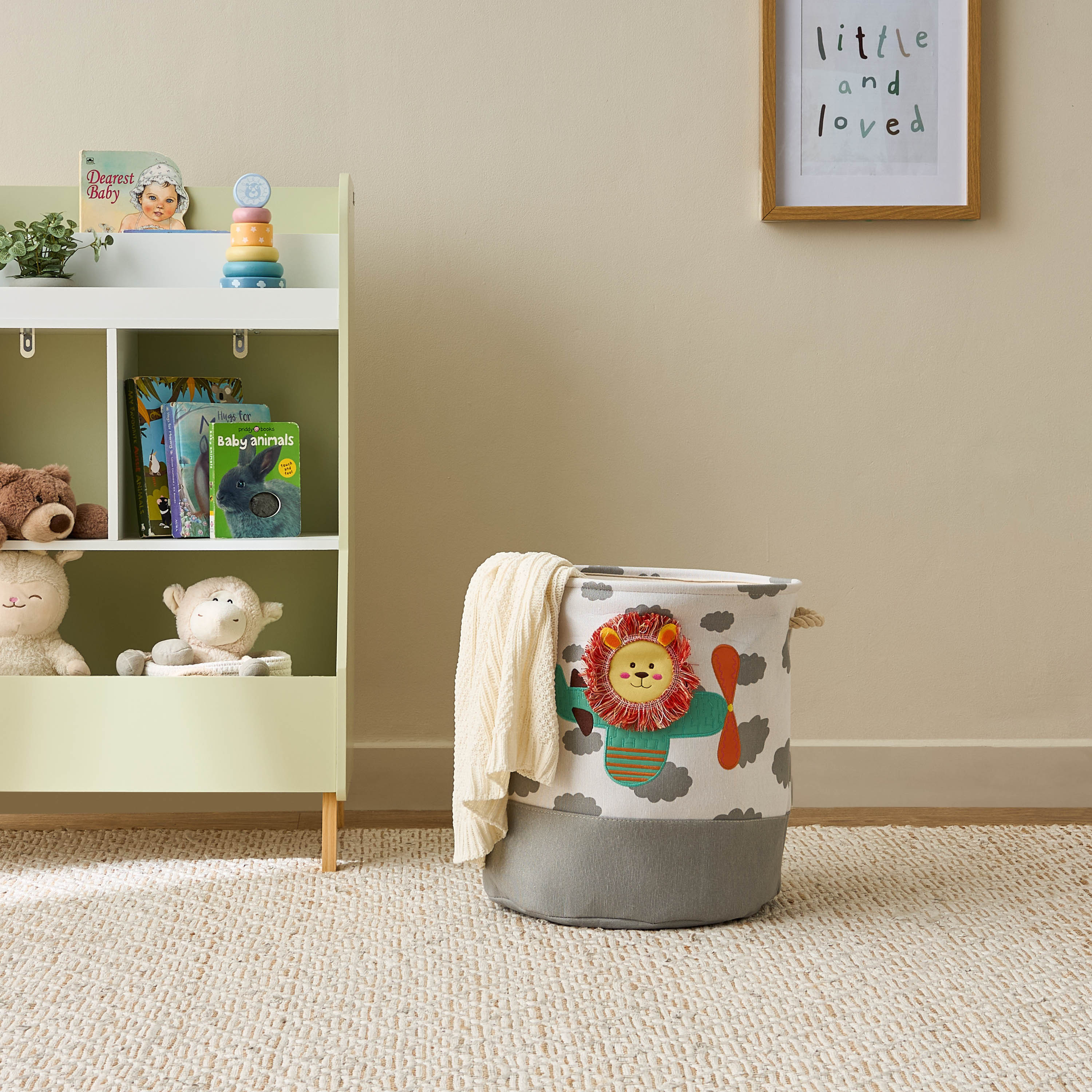 Juniors Canvas Hamper with Lion Applique-baby-nursery-furniture-wardrobesandstorage-image-1