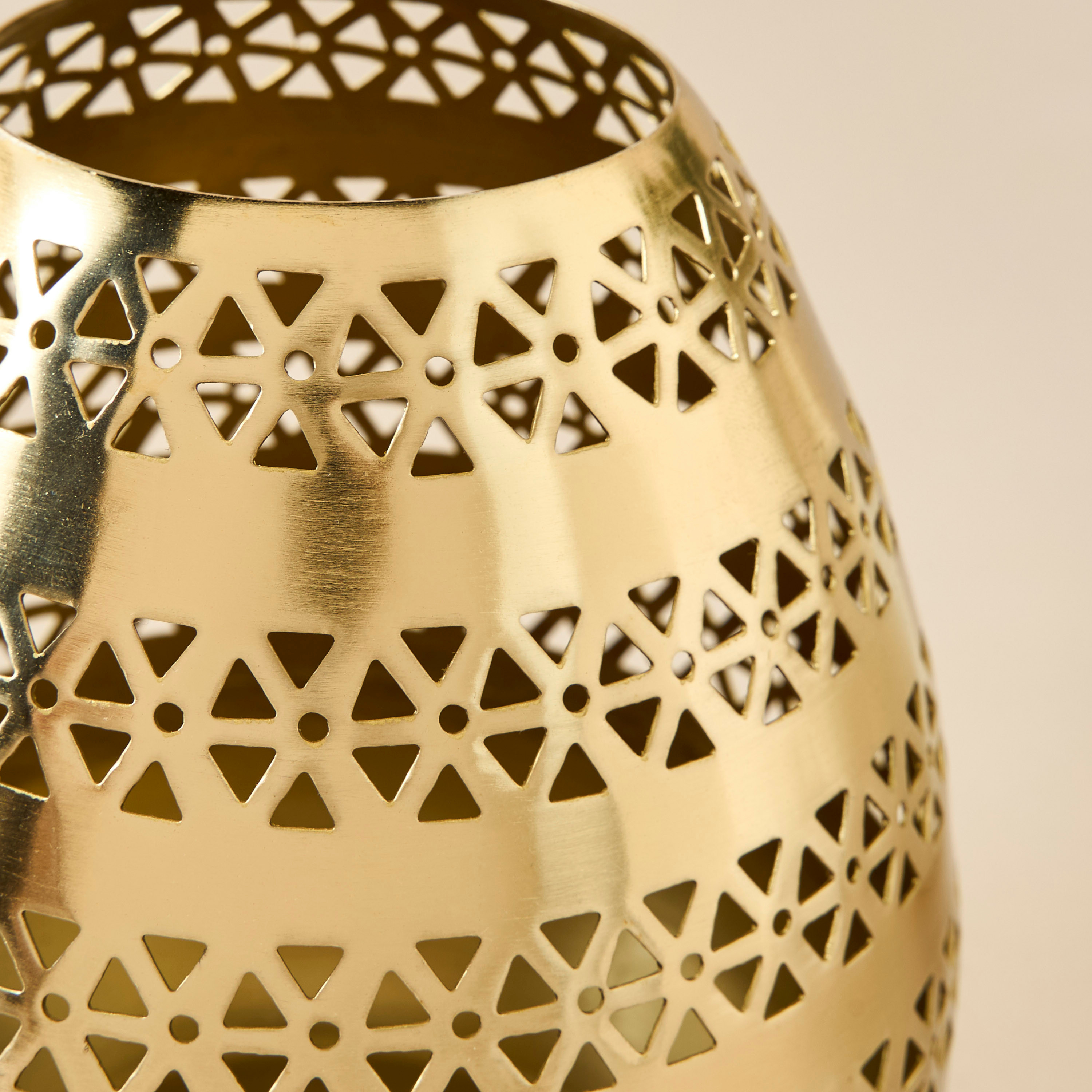 Cutout Detail Metal Vase - 18x18x20 cms-household-decor-vasesandbowls-image-3