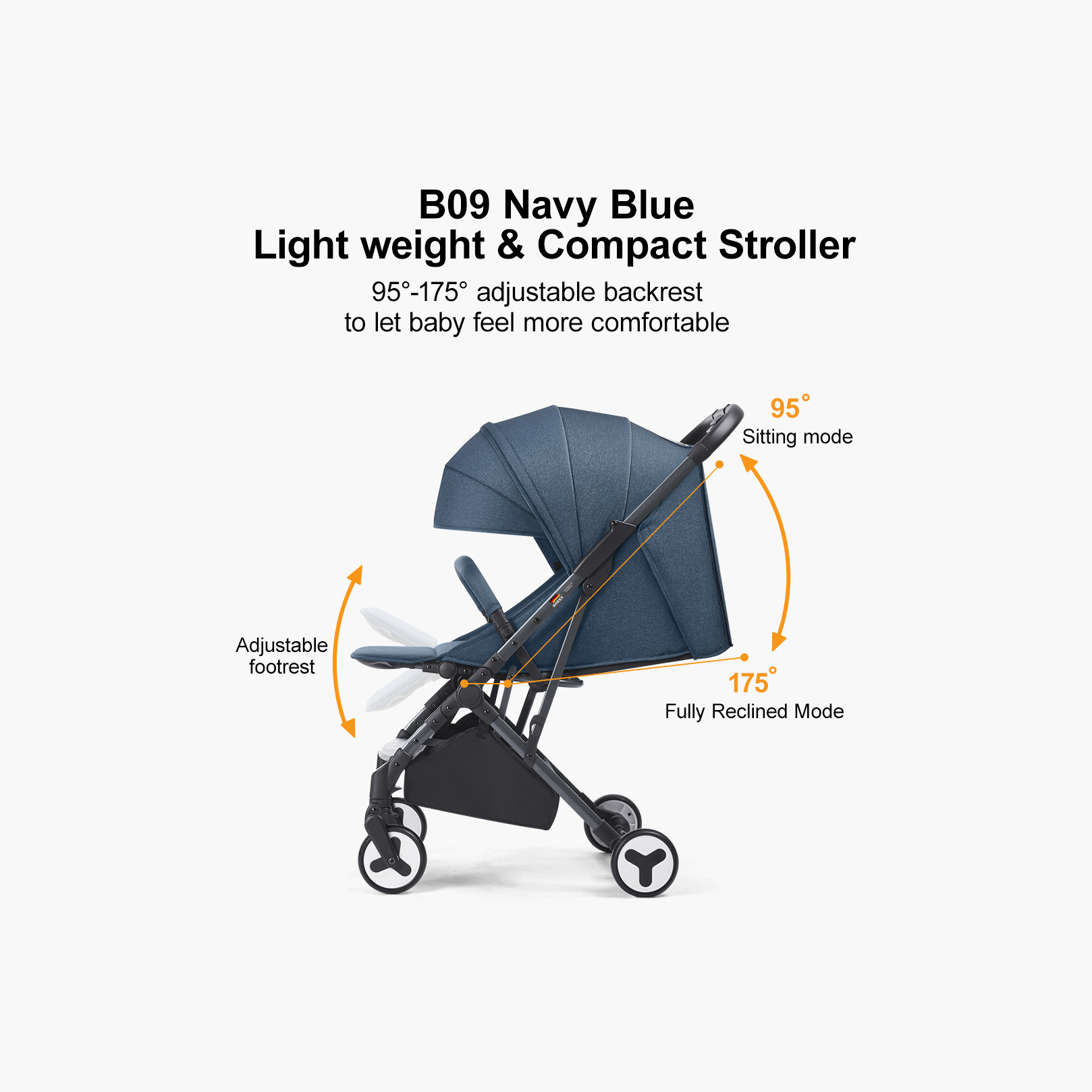 Gokke Reversible Baby Stroller with Chrome Frame - Black-baby-gear-strollersandprams-strollers-image-7