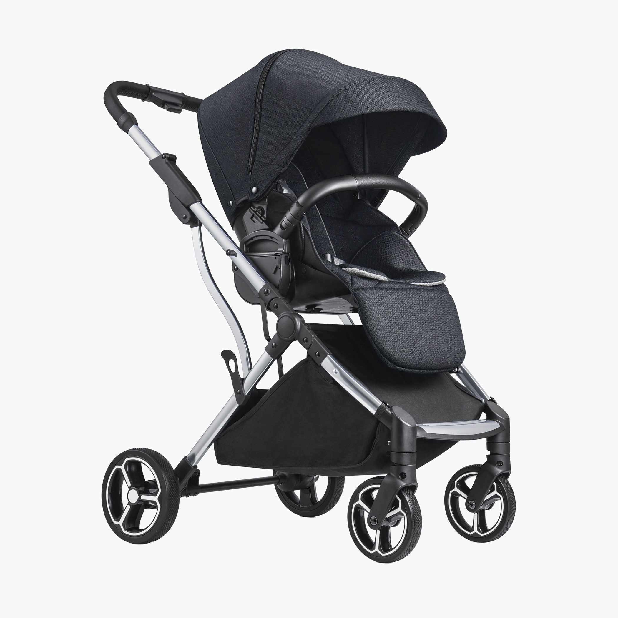 Gokke Reversible Baby Stroller with Chrome Frame - Black-baby-gear-strollersandprams-strollers-image-8