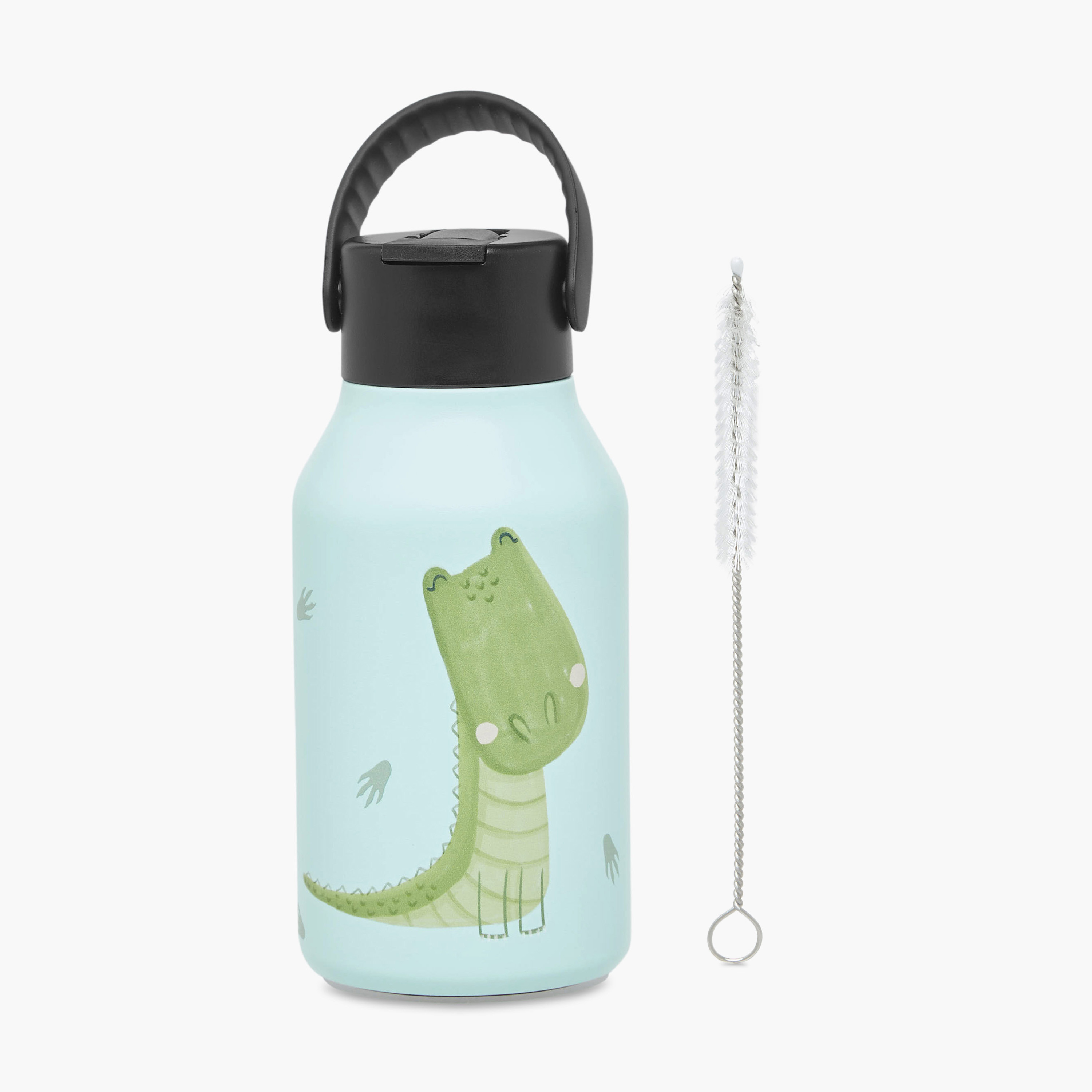 Cambrass Alligator Print Stainless Steel Sipper Water Bottle with Cleaning Brush - 350 ml-baby-feeding-mealtimeessentials-image-1
