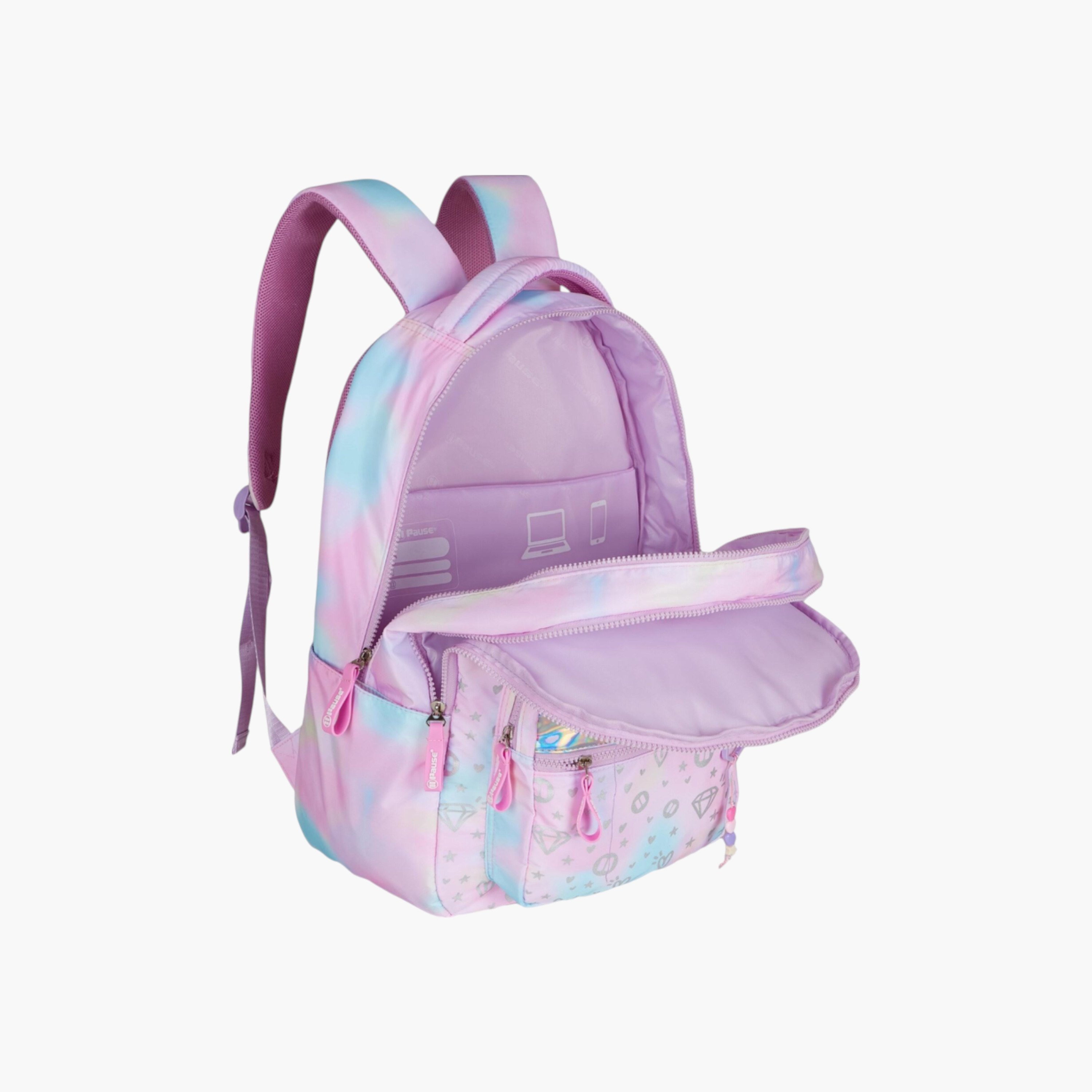PAUSE Printed Backpack with Adjustable Straps and Zip Closure - 6x12x21 cms-school-bagsandbackpacks-backpacks-image-3