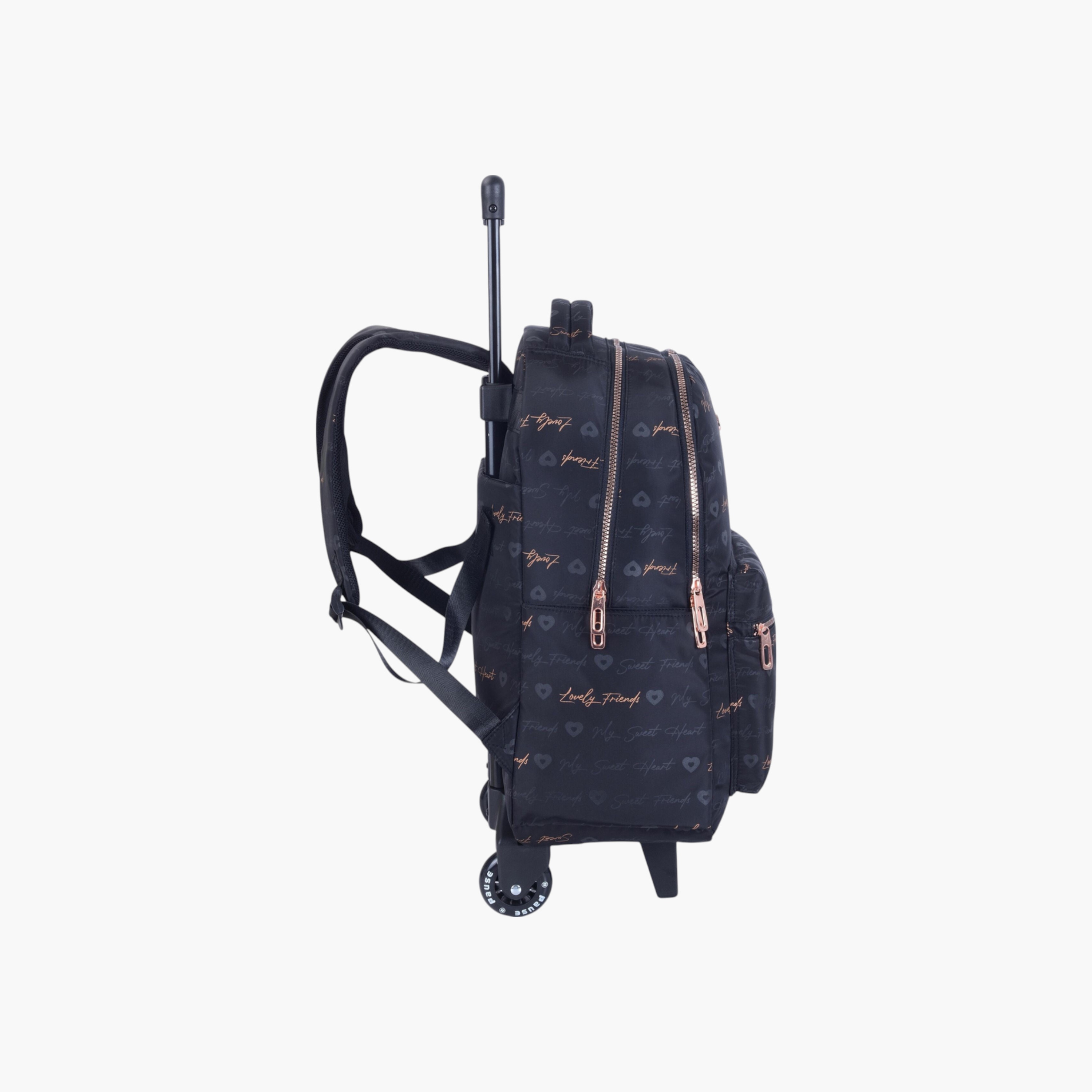شنطة ظهر ترولي بمقبض قابل للسحب وطبعات من بوز - 27x10x31 سم-school-bagsandbackpacks-trolleybags-image-2