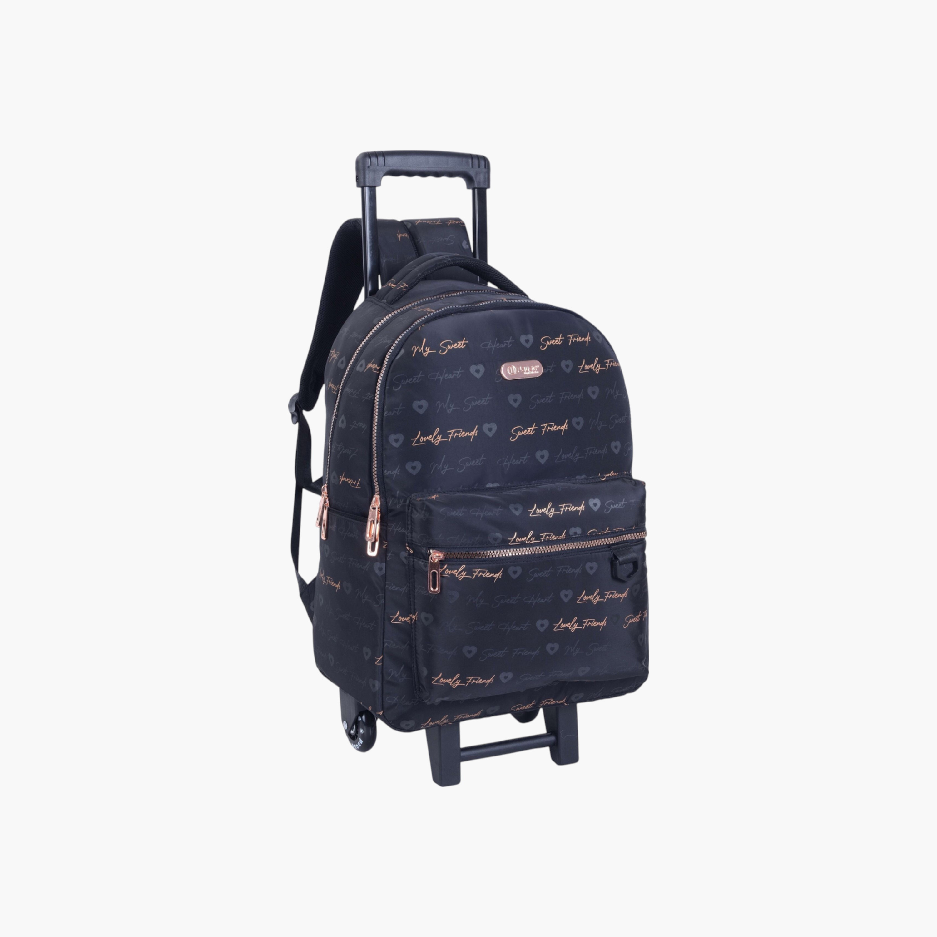 شنطة ظهر ترولي بمقبض قابل للسحب وطبعات من بوز - 27x10x31 سم-school-bagsandbackpacks-trolleybags-image-3