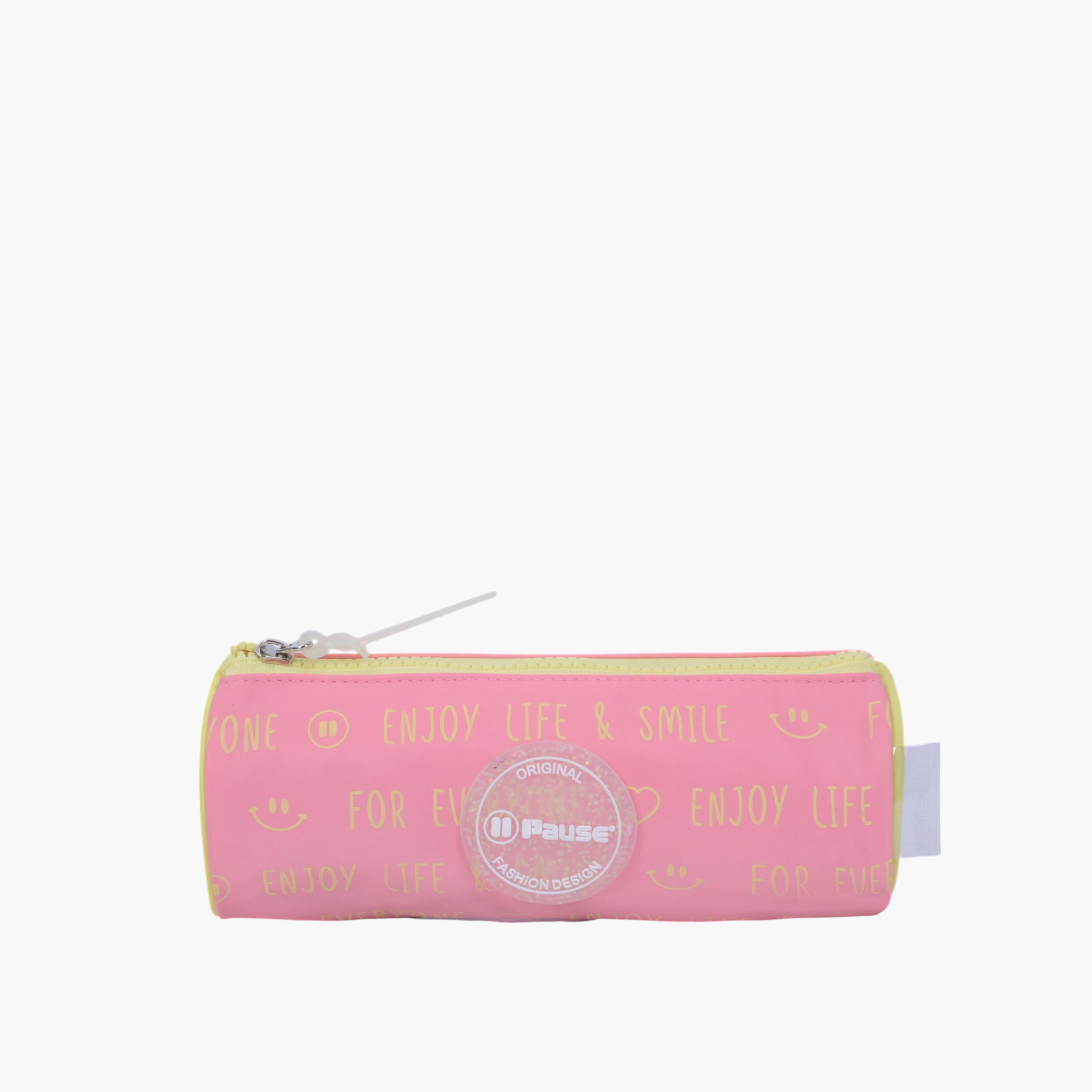PAUSE Slogan Print Pencil Pouch with Zip Closure-school-stationery-pencilcases-image-1
