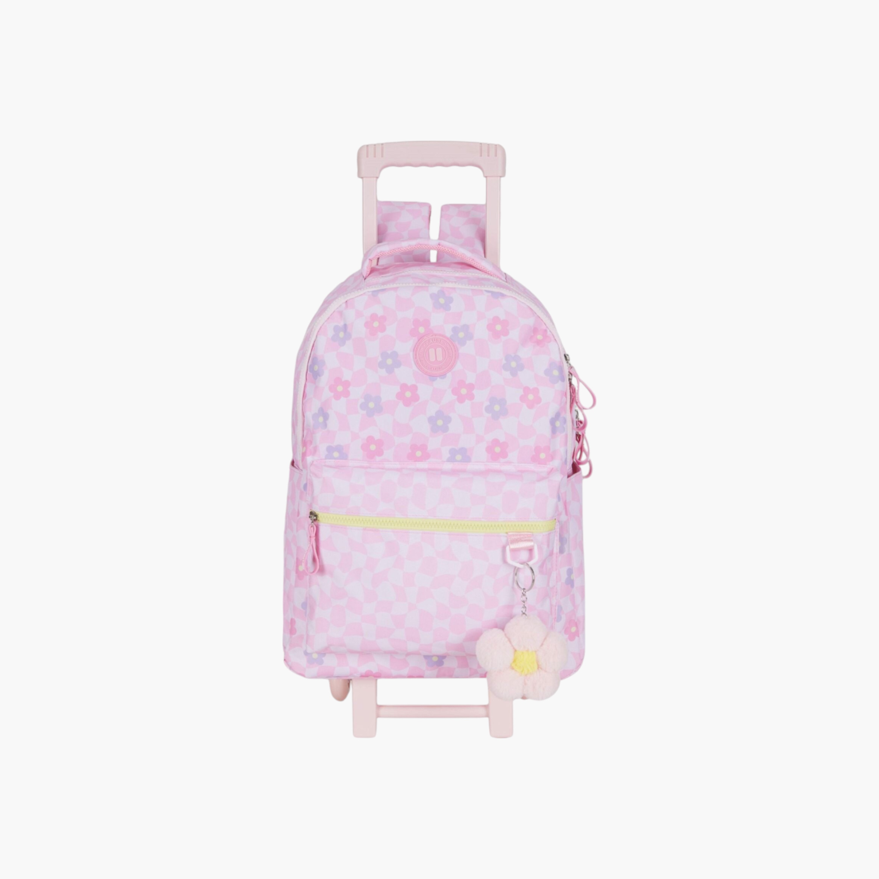 شنطة ظهر ترولي بمقبض قابل للسحب وسحاب إغلاق وطبعات من بوز - 27x10x31 سم-school-bagsandbackpacks-trolleybags-image-1