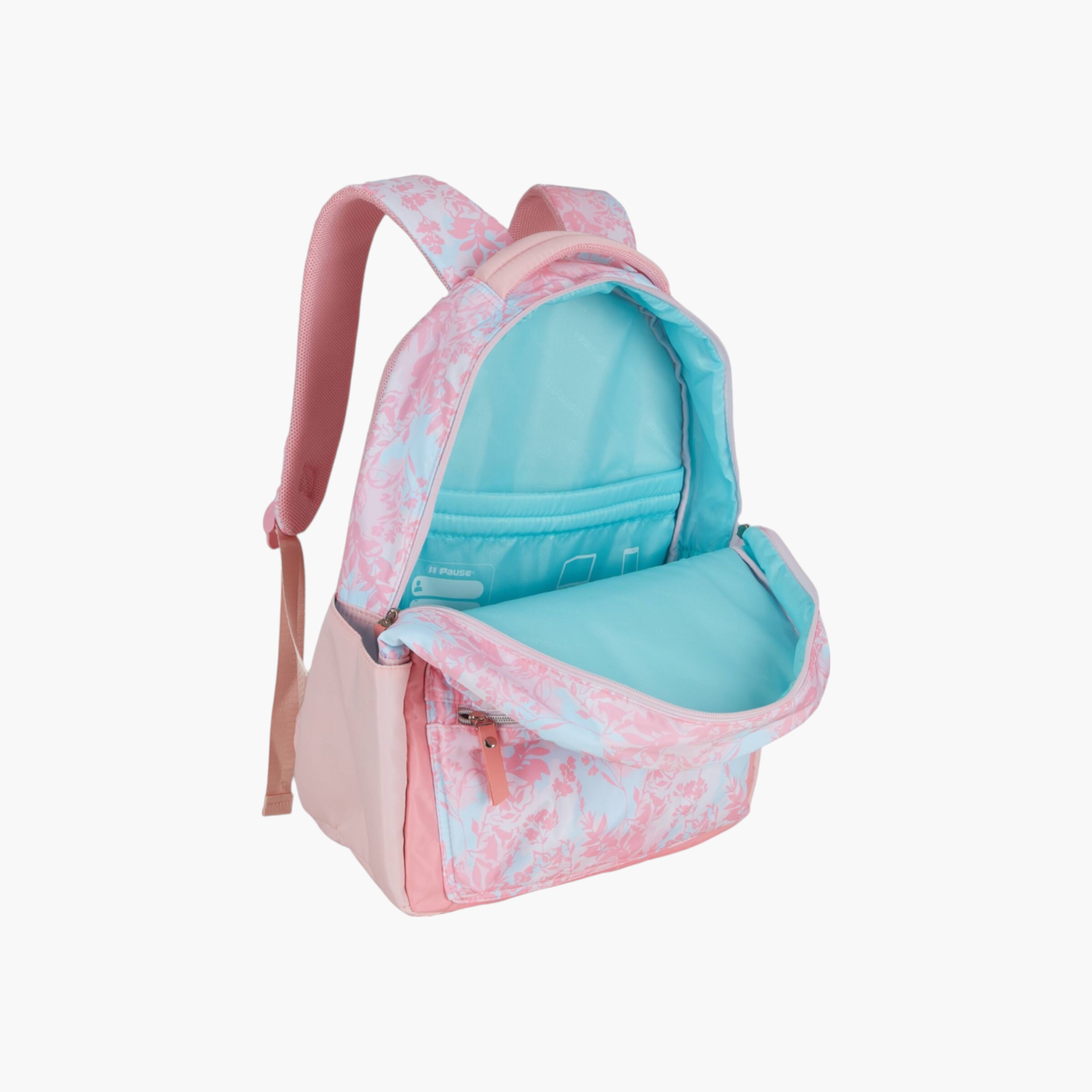 شنطة ظهر بأحزمة قابلة للتعديل وسحاب إغلاق وطبعات زهرية من بوز - 6x12x21 سم-school-bagsandbackpacks-backpacks-image-4