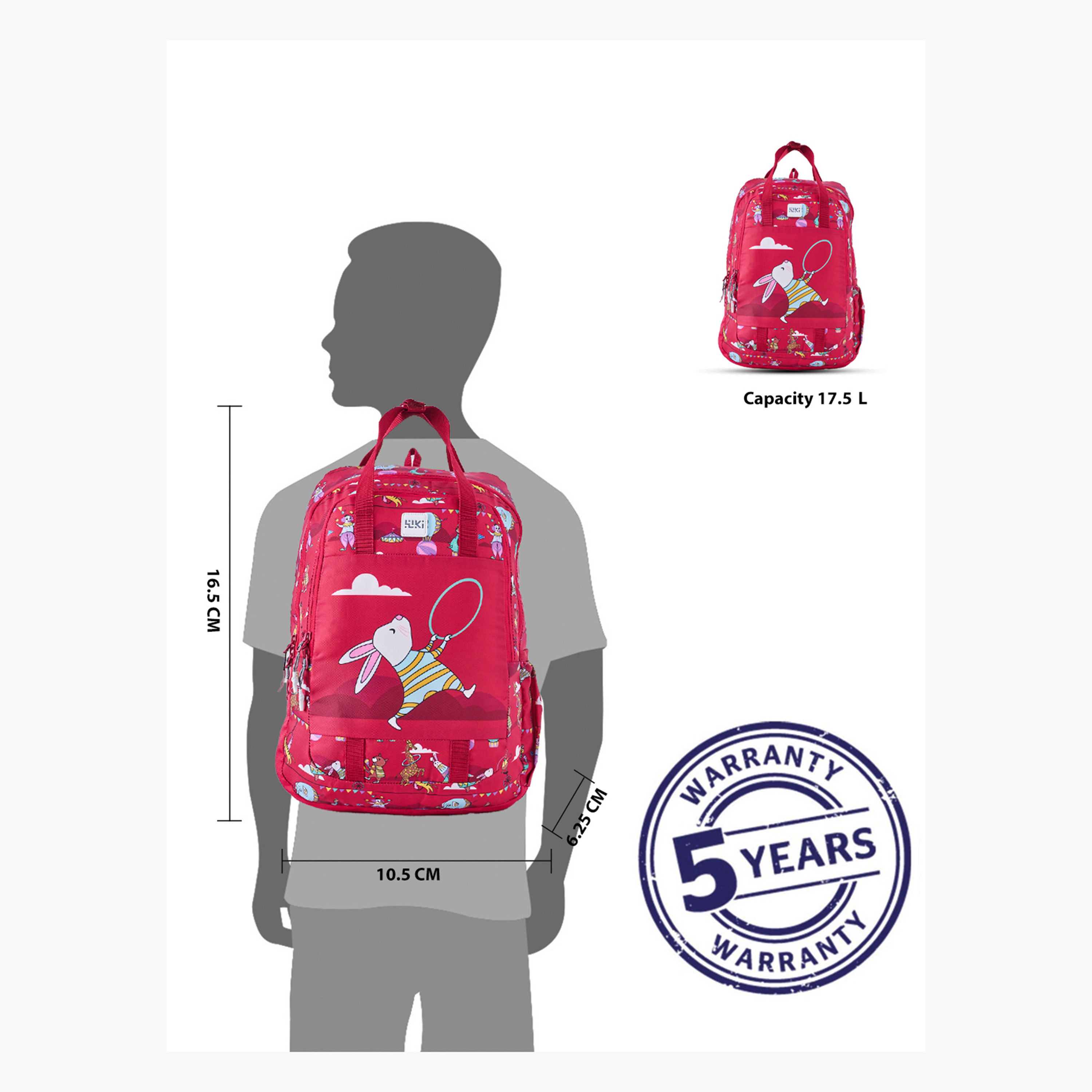 Wildcraft Wiki Printed School Backpack with Adjustable Shoulder Straps - 16x16x42 cms-school-bagsandbackpacks-backpacks-image-12