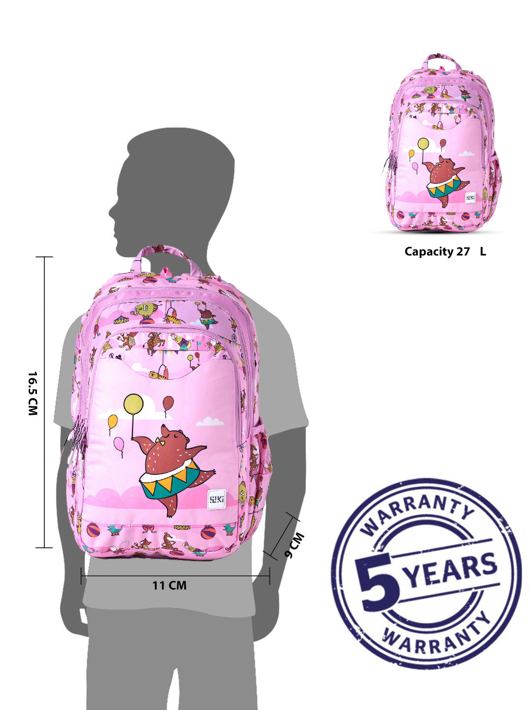 Wildcraft Wiki Printed Backpack with Adjustable Straps and Zip Closure - 23x23x42 cms-school-bagsandbackpacks-backpacks-image-13
