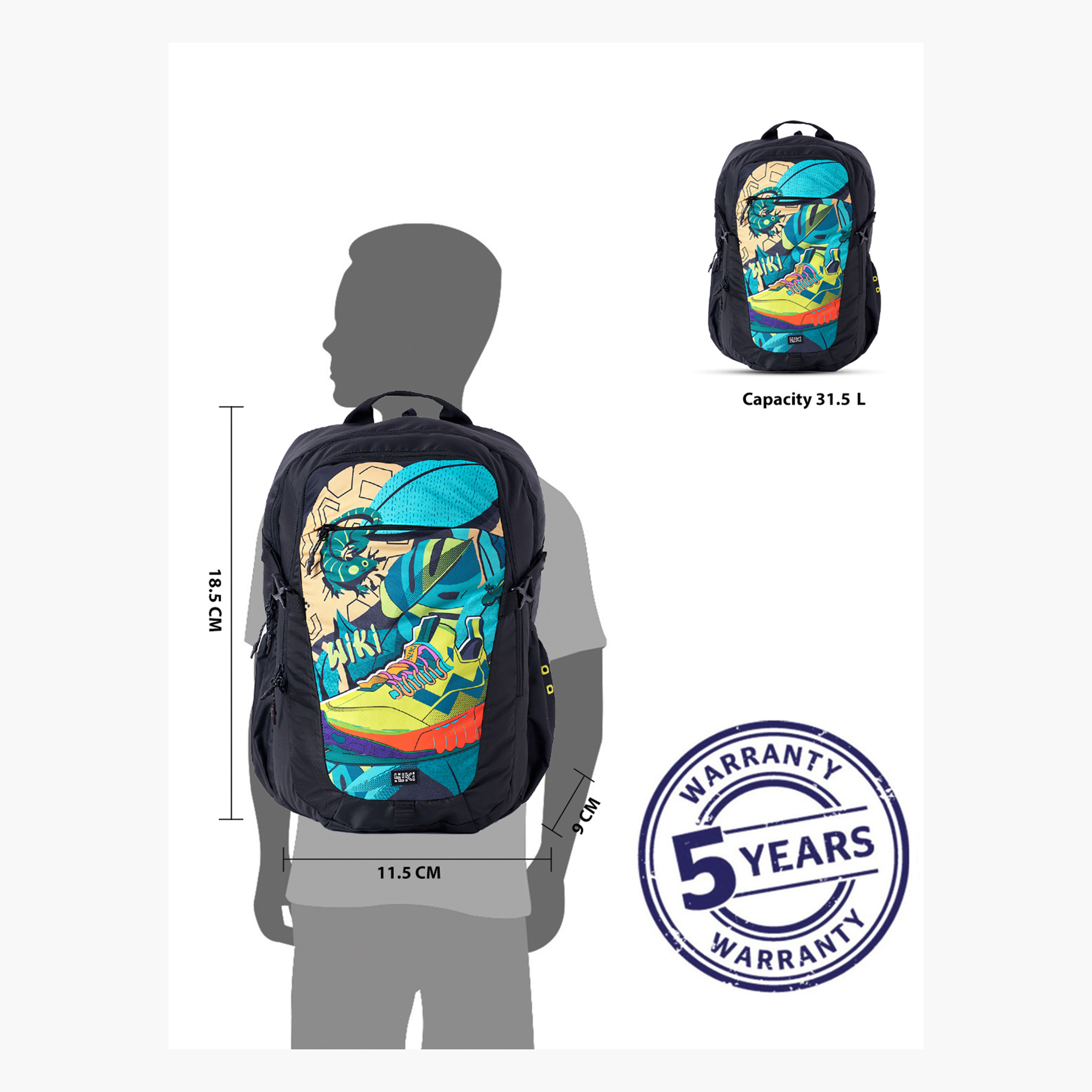 Wildcraft Wiki Printed School Backpack with Adjustable Shoulder Straps - 23x23x47 cms-school-bagsandbackpacks-backpacks-image-12