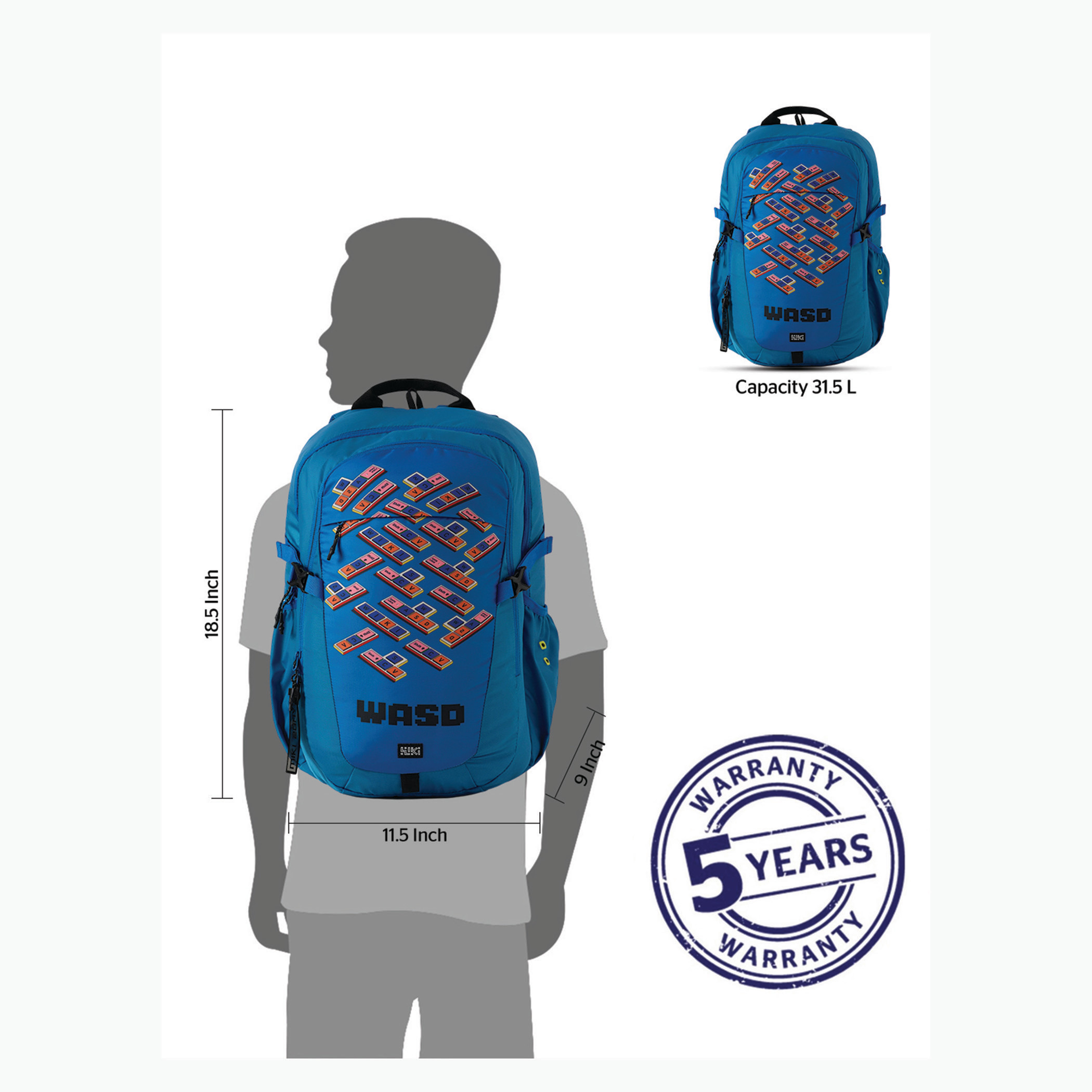 Wildcraft Wiki Printed Backpack with Adjustable Straps and Zip Closure - 23x23x47 cms-school-bagsandbackpacks-backpacks-image-10