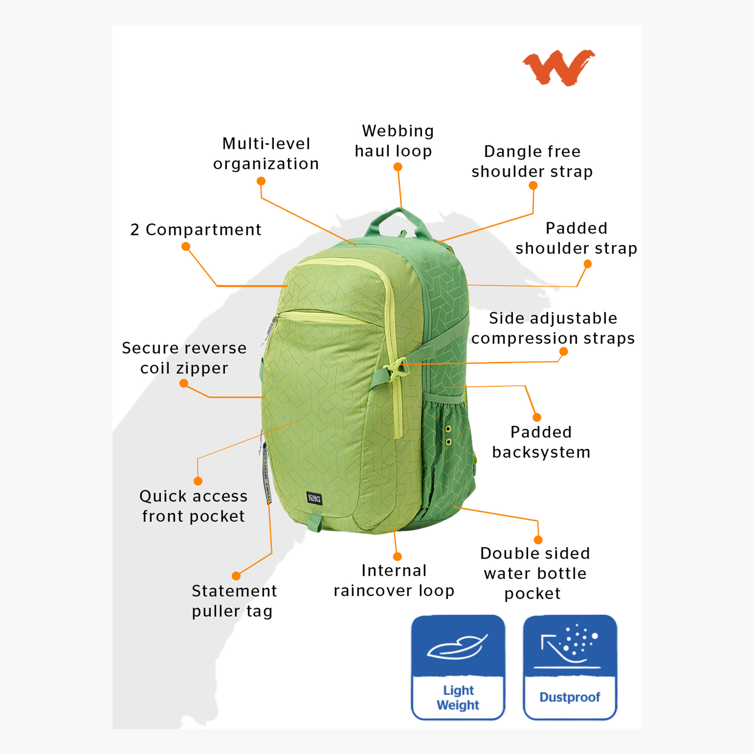 Wildcraft Wiki Printed Backpack with Adjustable Straps and Zip Closure - 23x23x47 cms-school-bagsandbackpacks-backpacks-image-2