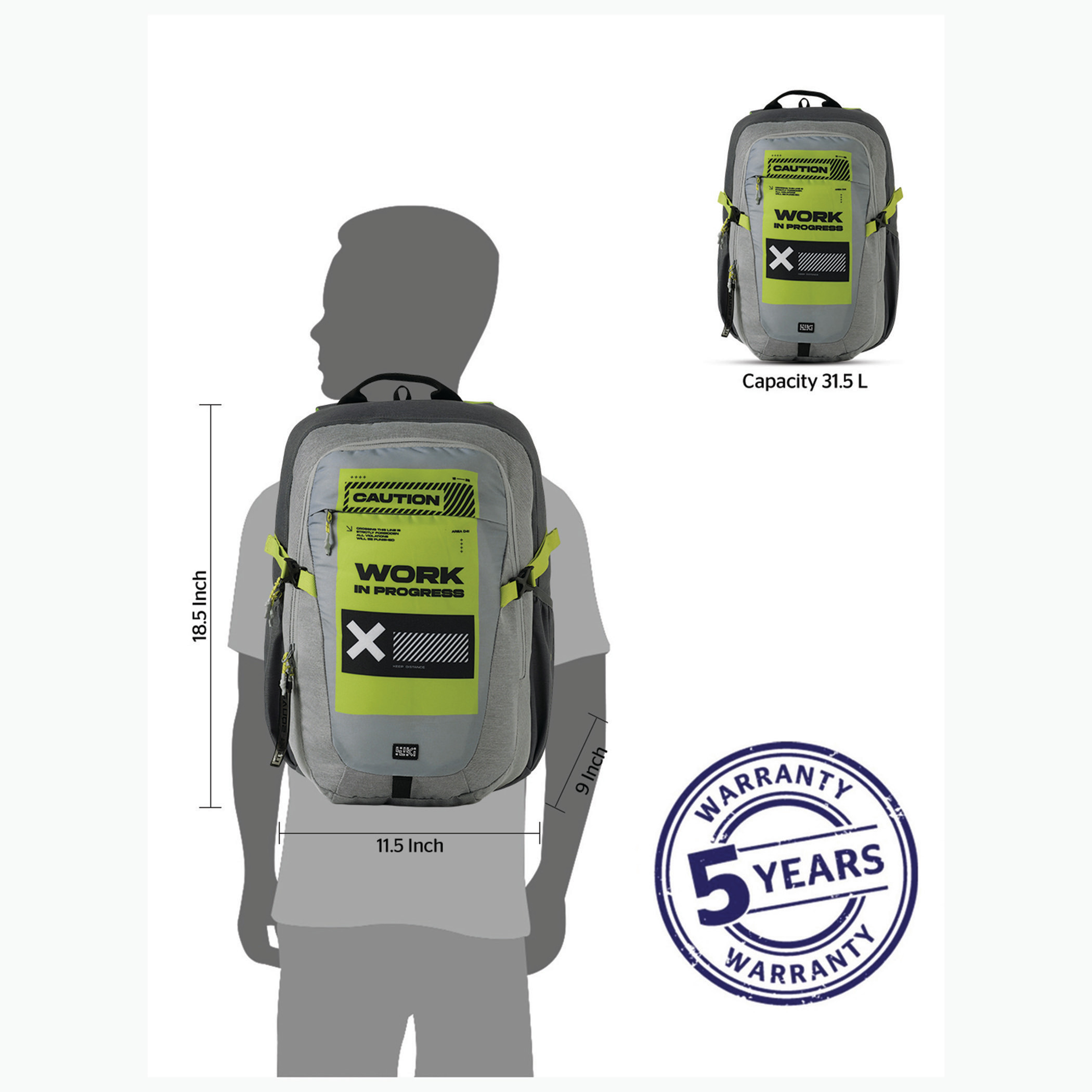 Wildcraft Wiki Printed Backpack with Adjustable Straps and Zip Closure - 23x23x47 cms-school-bagsandbackpacks-backpacks-image-10