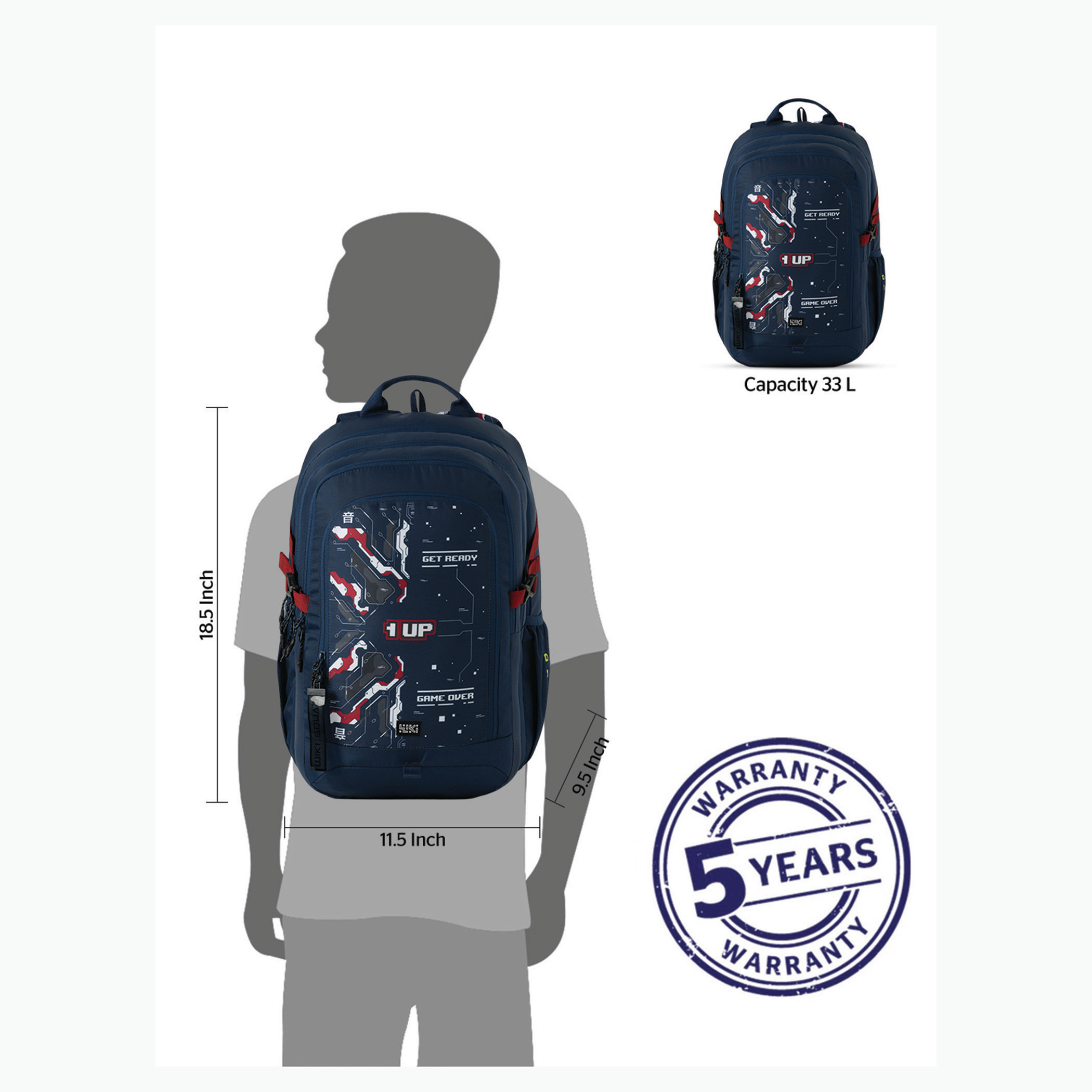 Wildcraft Wiki Printed Backpack with Adjustable Straps and Zip Closure - 24x24x47 cms-school-bagsandbackpacks-backpacks-image-10