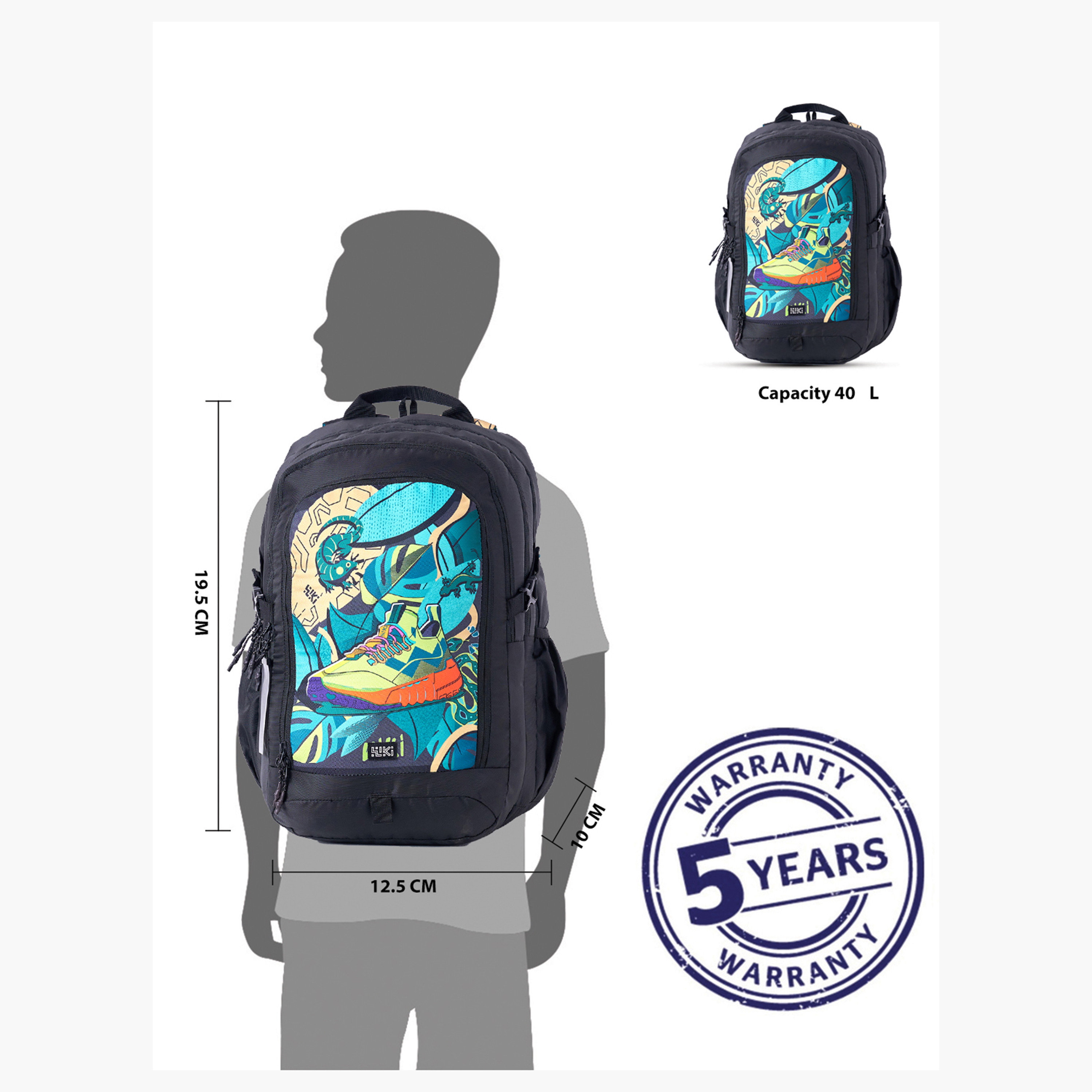 Wildcraft Wiki Printed Backpack with Adjustable Straps and Zip Closure - 25x25x50 cms-school-bagsandbackpacks-backpacks-image-12