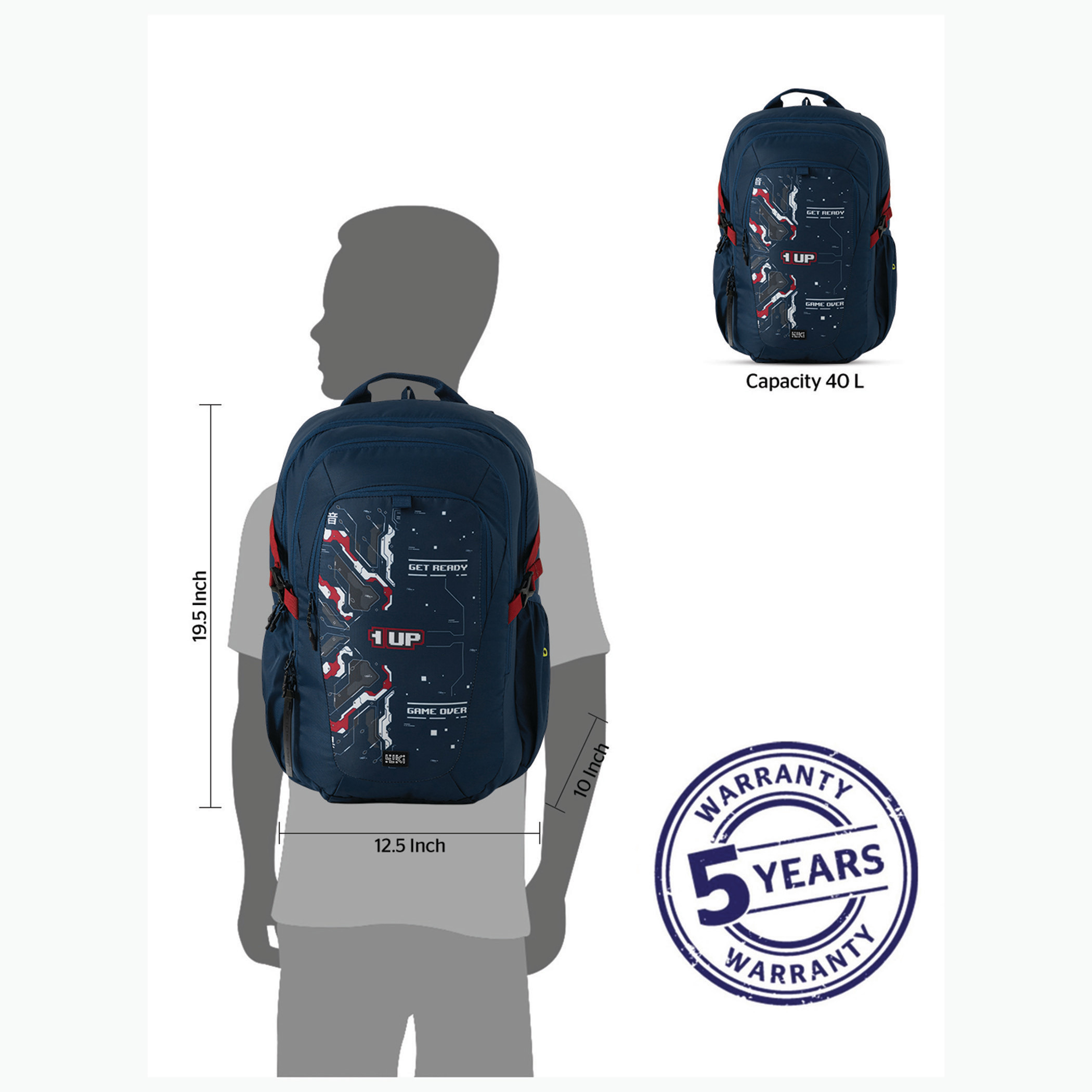 شنطة ظهر بأحزمة مبطنة وطبعات ويكي من وايلدكرافت - 25x25x50 سم-school-bagsandbackpacks-backpacks-image-10
