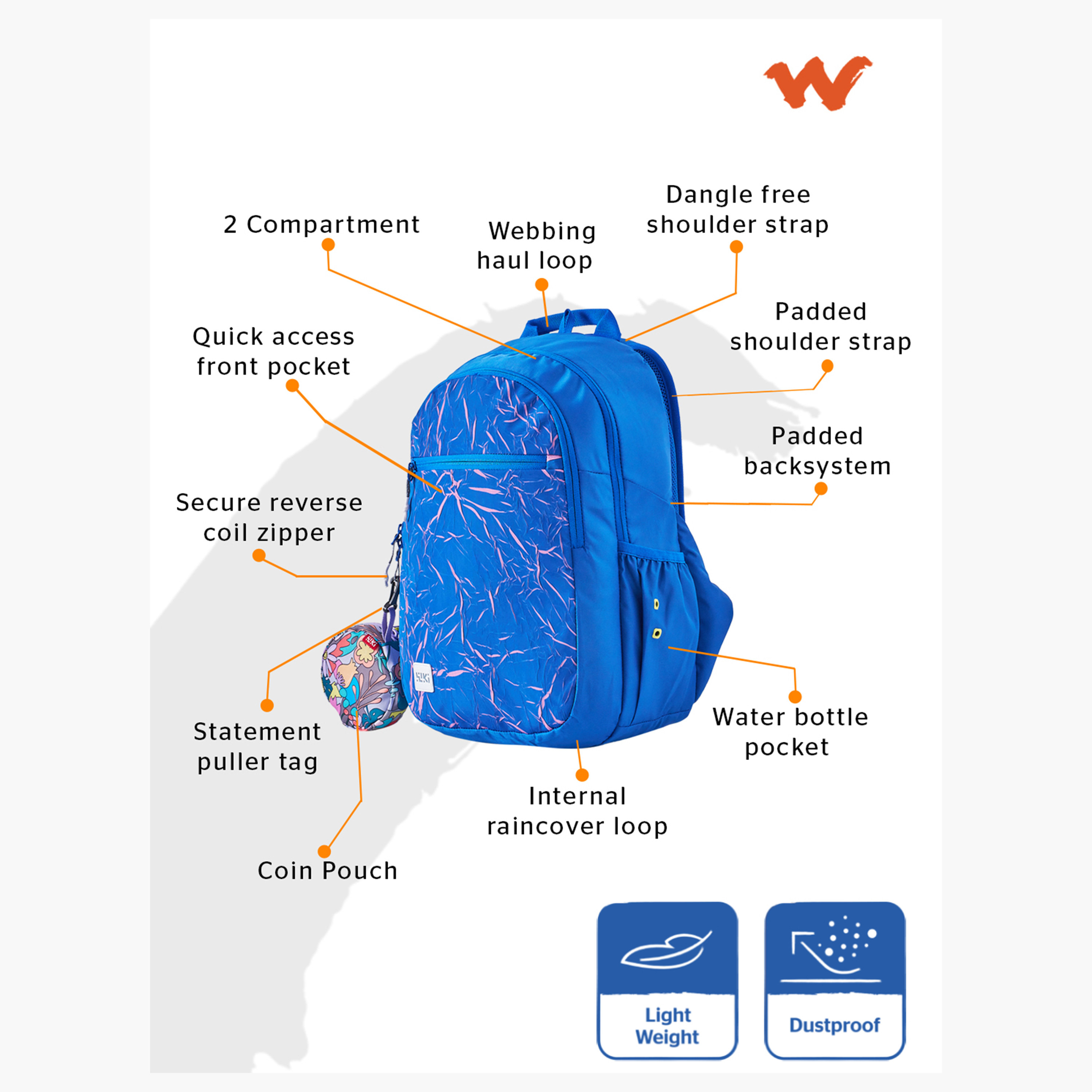 Wildcraft Wiki Printed School Backpack with Coin Pouch - 19x19x41 cms-school-bagsandbackpacks-backpacks-image-3