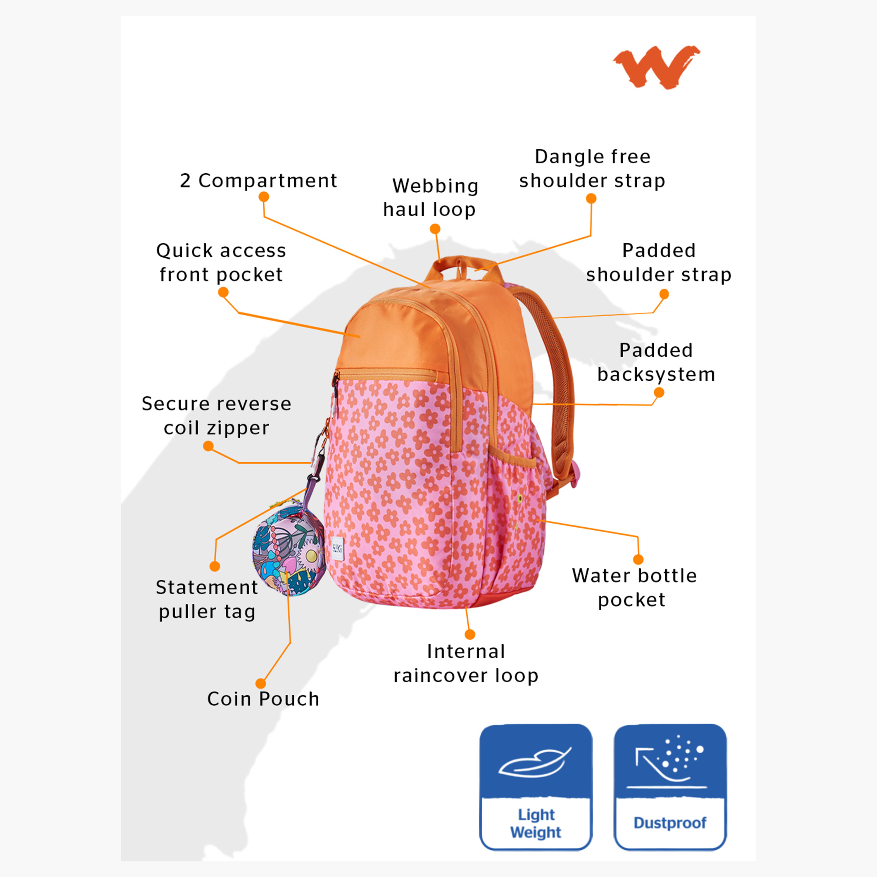 Wildcraft Wiki Printed School Backpack with Coin Pouch - 19x19x41 cms-school-bagsandbackpacks-backpacks-image-2