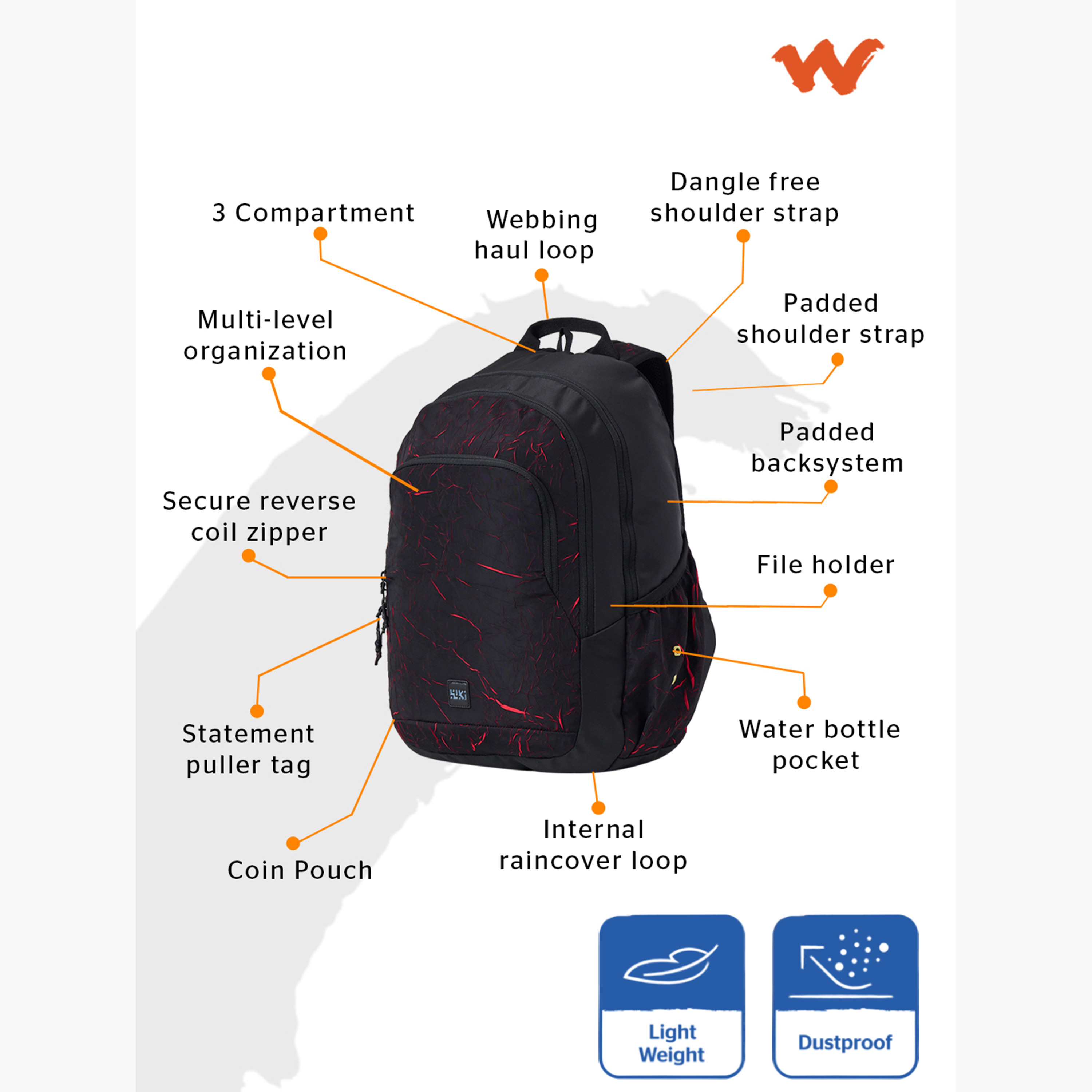 Wildcraft Wiki Printed School Backpack with Coin Pouch - 22x22x44 cms-school-bagsandbackpacks-backpacks-image-3