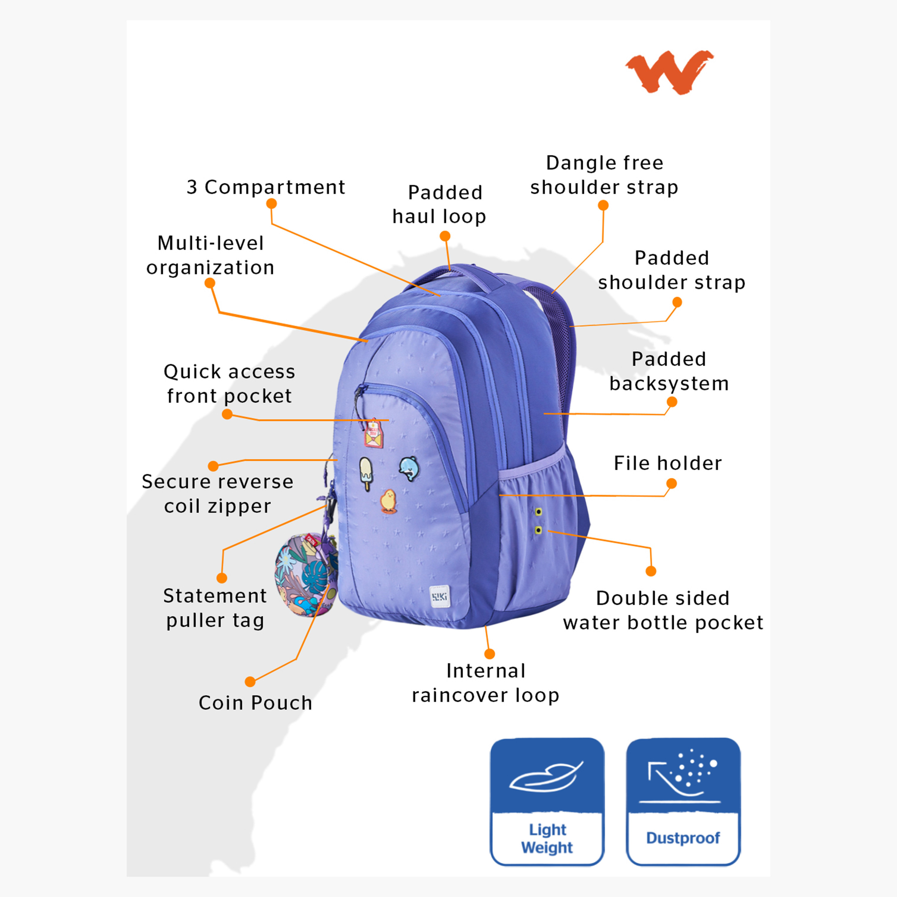 Wildcraft Wiki Printed School Backpack with Coin Pouch - 23x23x44 cms-school-bagsandbackpacks-backpacks-image-3
