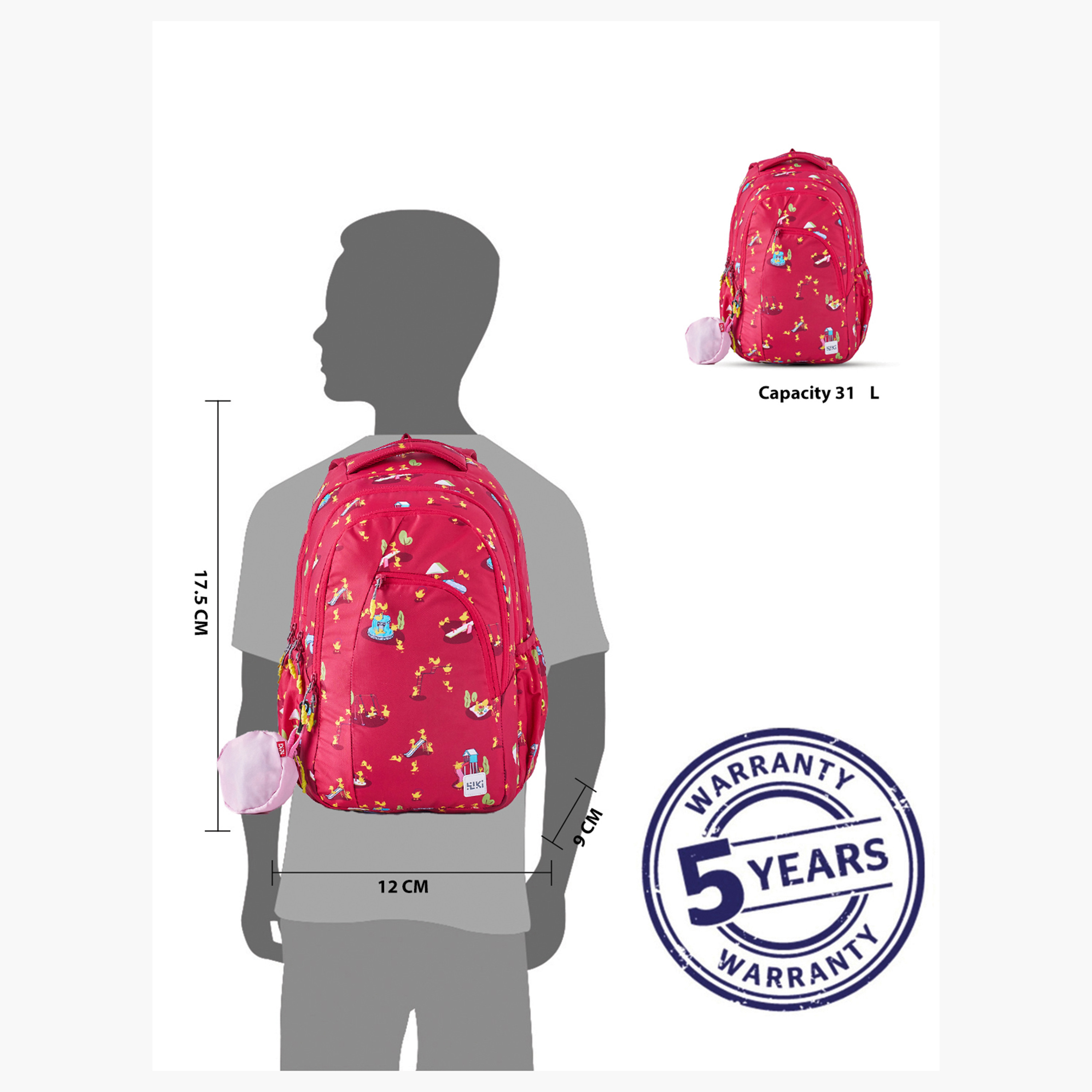 Wildcraft Wiki Printed School Backpack with Coin Pouch - 23x23x44 cms-school-bagsandbackpacks-backpacks-image-2