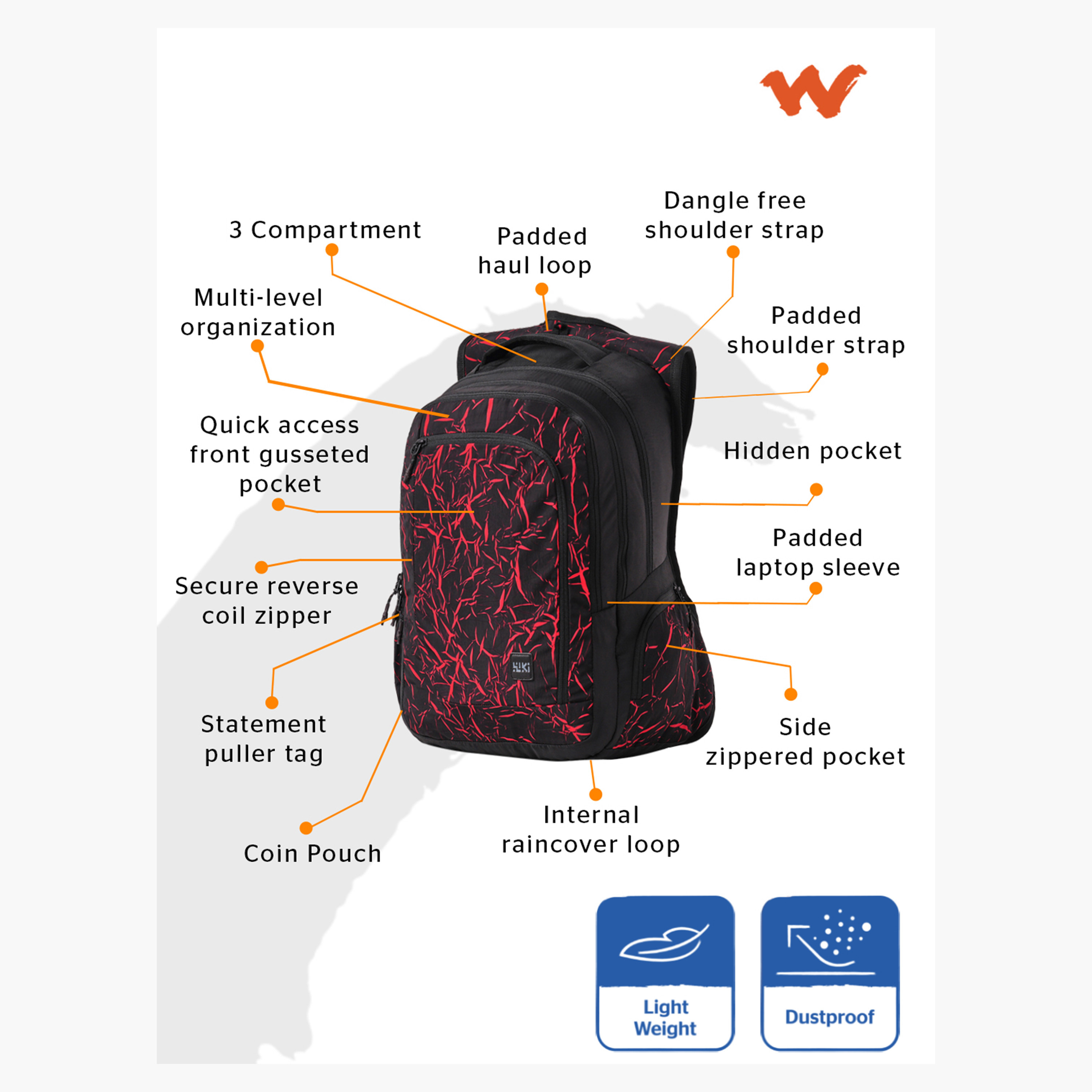 Wildcraft Wiki Printed School Backpack with Coin Pouch - 23x23x47 cms-school-bagsandbackpacks-backpacks-image-3