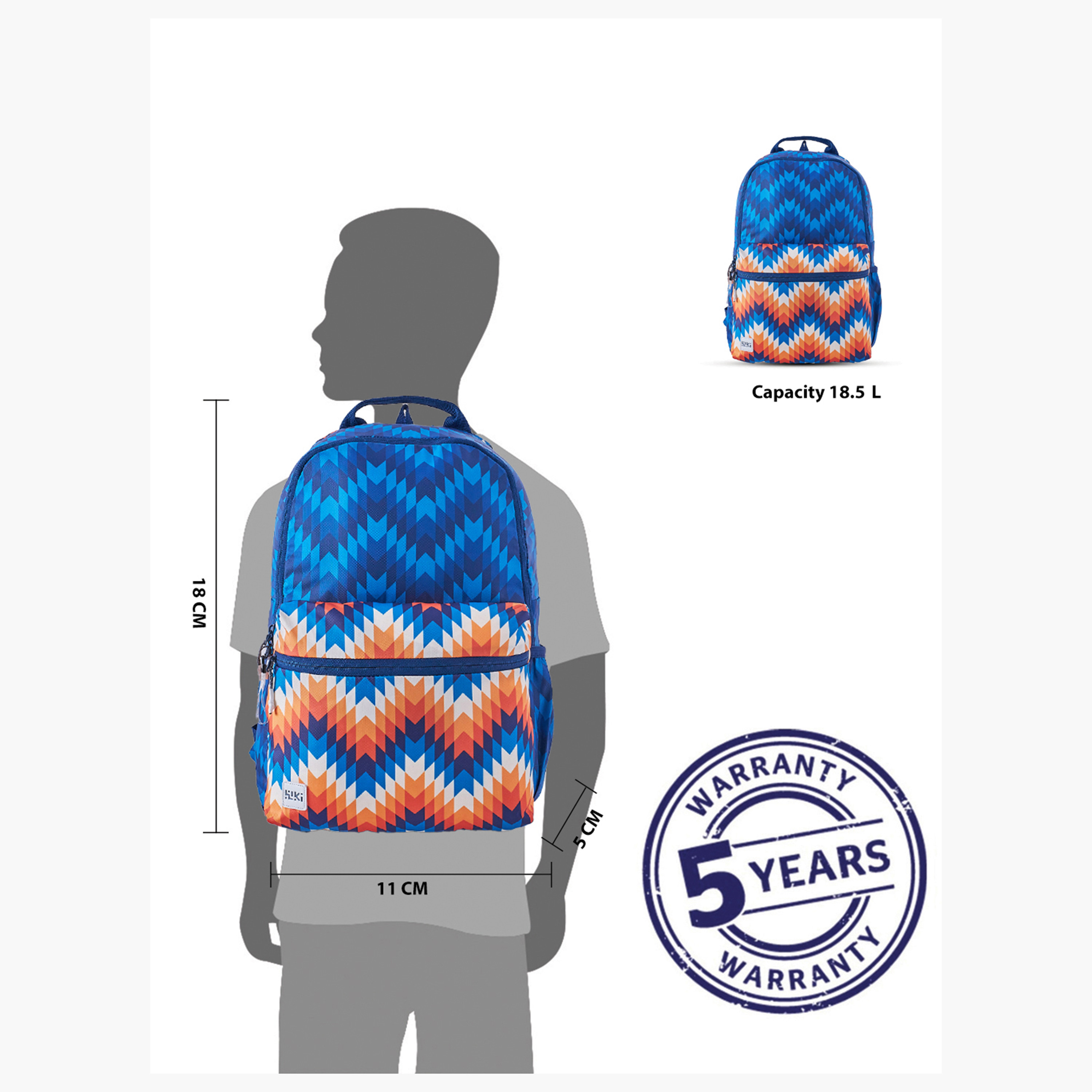 Wildcraft Wiki Printed School Backpack with Adjustable Shoulder Straps - 13x13x46 cms-school-bagsandbackpacks-backpacks-image-12