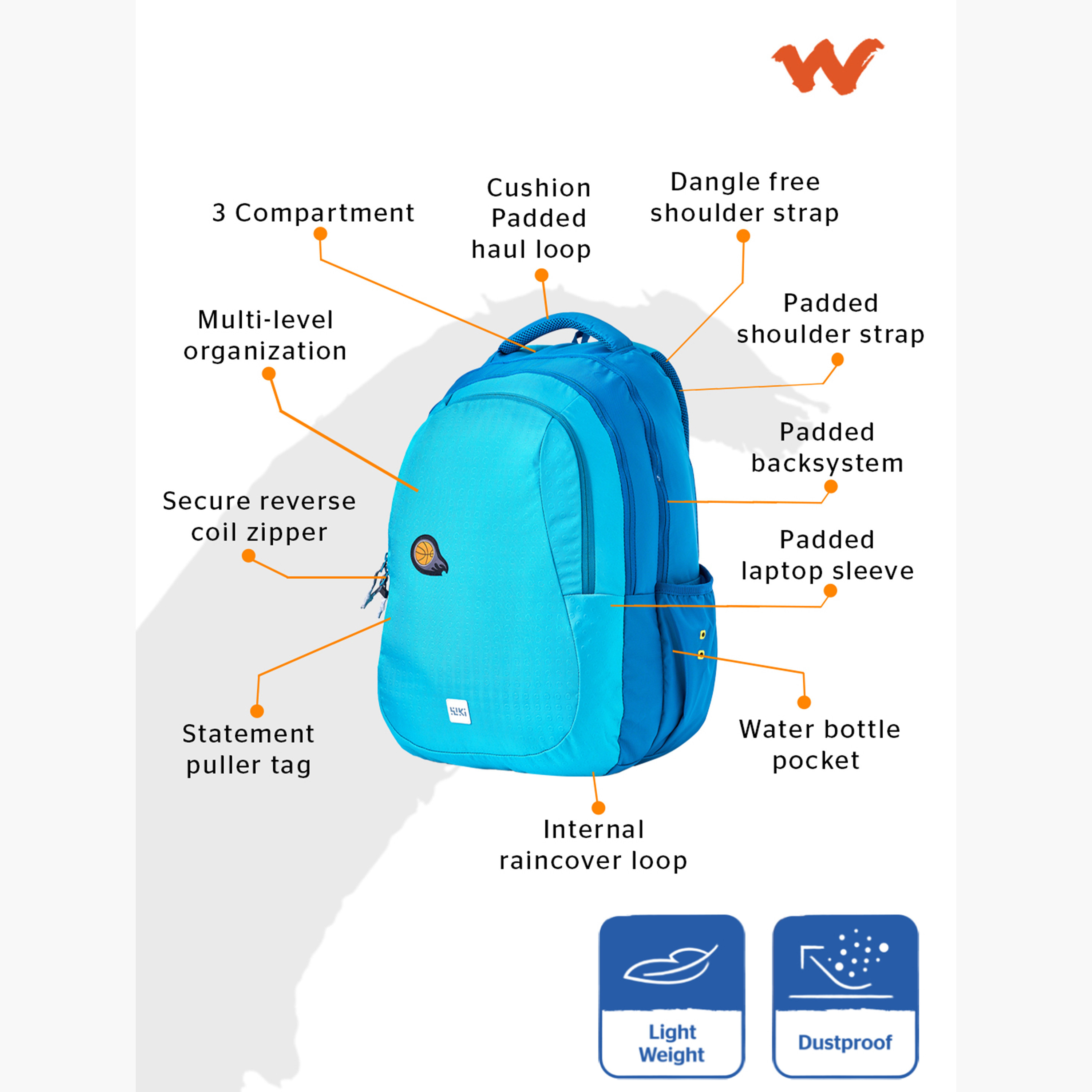 Wildcraft Wiki Printed School Backpack with Adjustable Shoulder Straps - 28x28x50 cms-school-bagsandbackpacks-backpacks-image-3