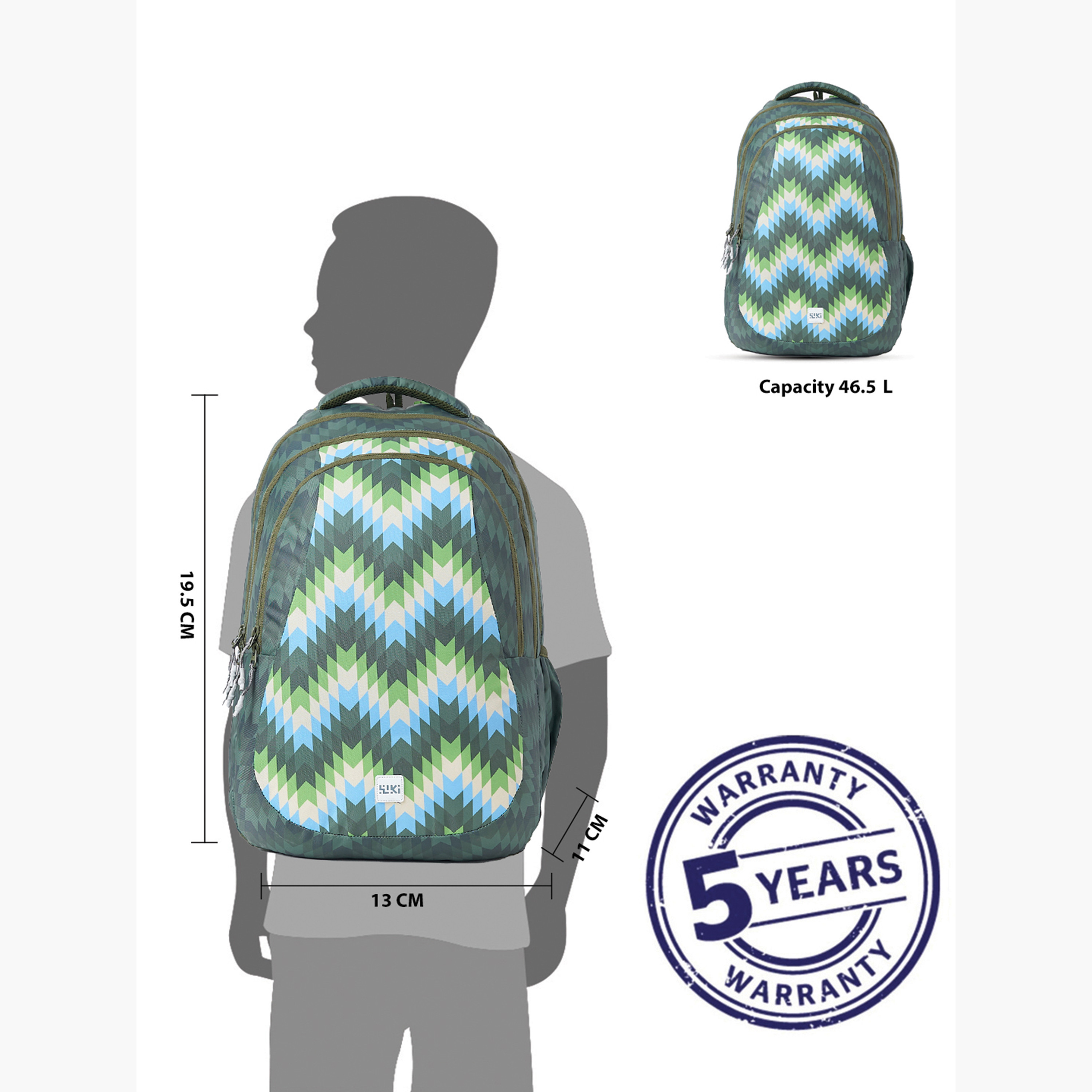 Wildcraft Wiki Printed Backpack with Adjustable Straps and Zip Closure -  28x28x50 cms-school-bagsandbackpacks-backpacks-image-12