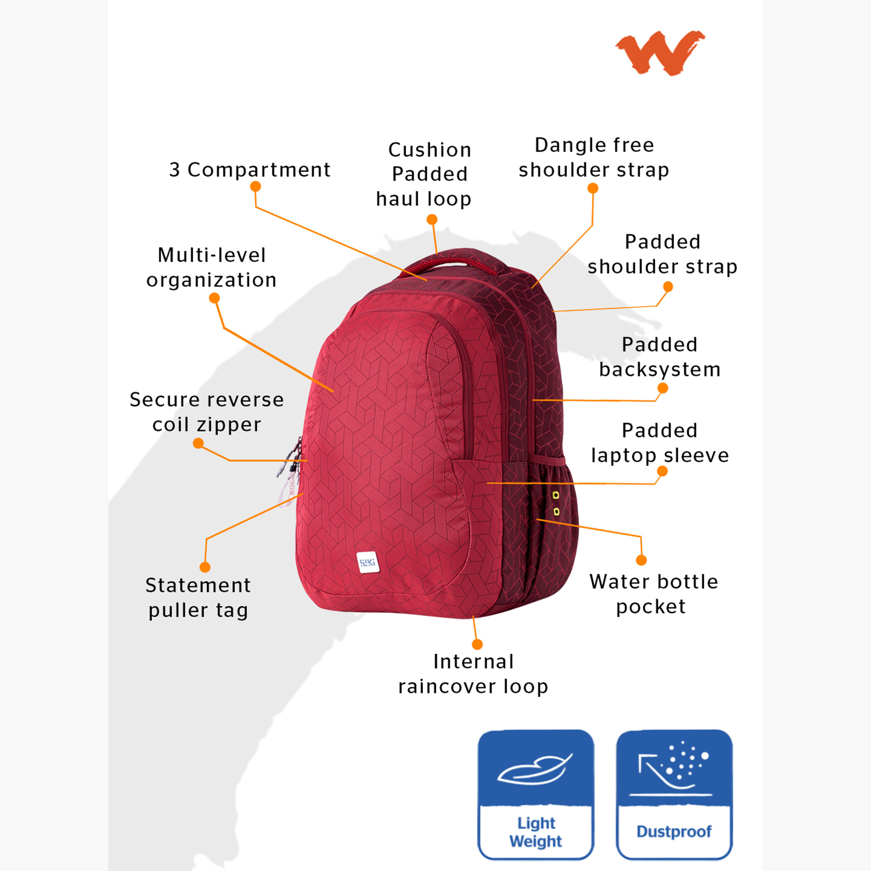 Wildcraft Wiki Printed School Backpack with Adjustable Shoulder Straps - 28x28x50 cms-school-bagsandbackpacks-backpacks-image-2