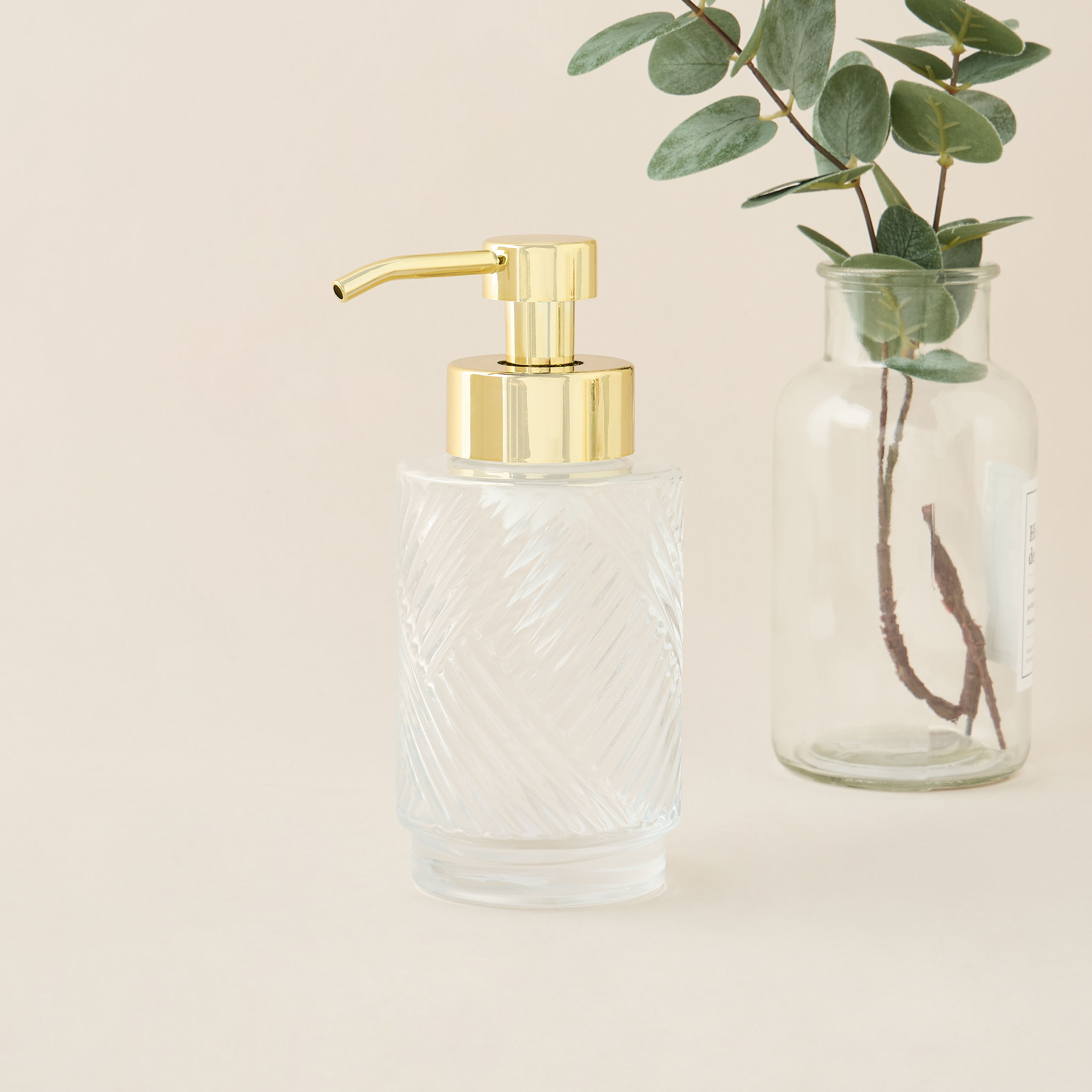 Textured 3-Piece Glass Bathroom Accessory Set-household-bathandlaundry-bathaccessories-soapdishesanddispensers-image-2