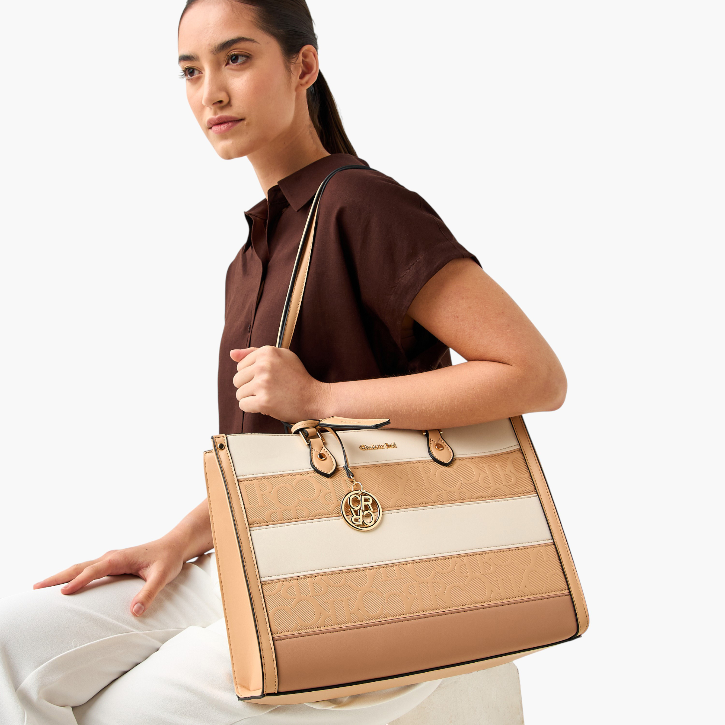 Charlotte Reid  Panelled Tote Bag with Double Handle-women-bagsandwallets-handbags-image-2