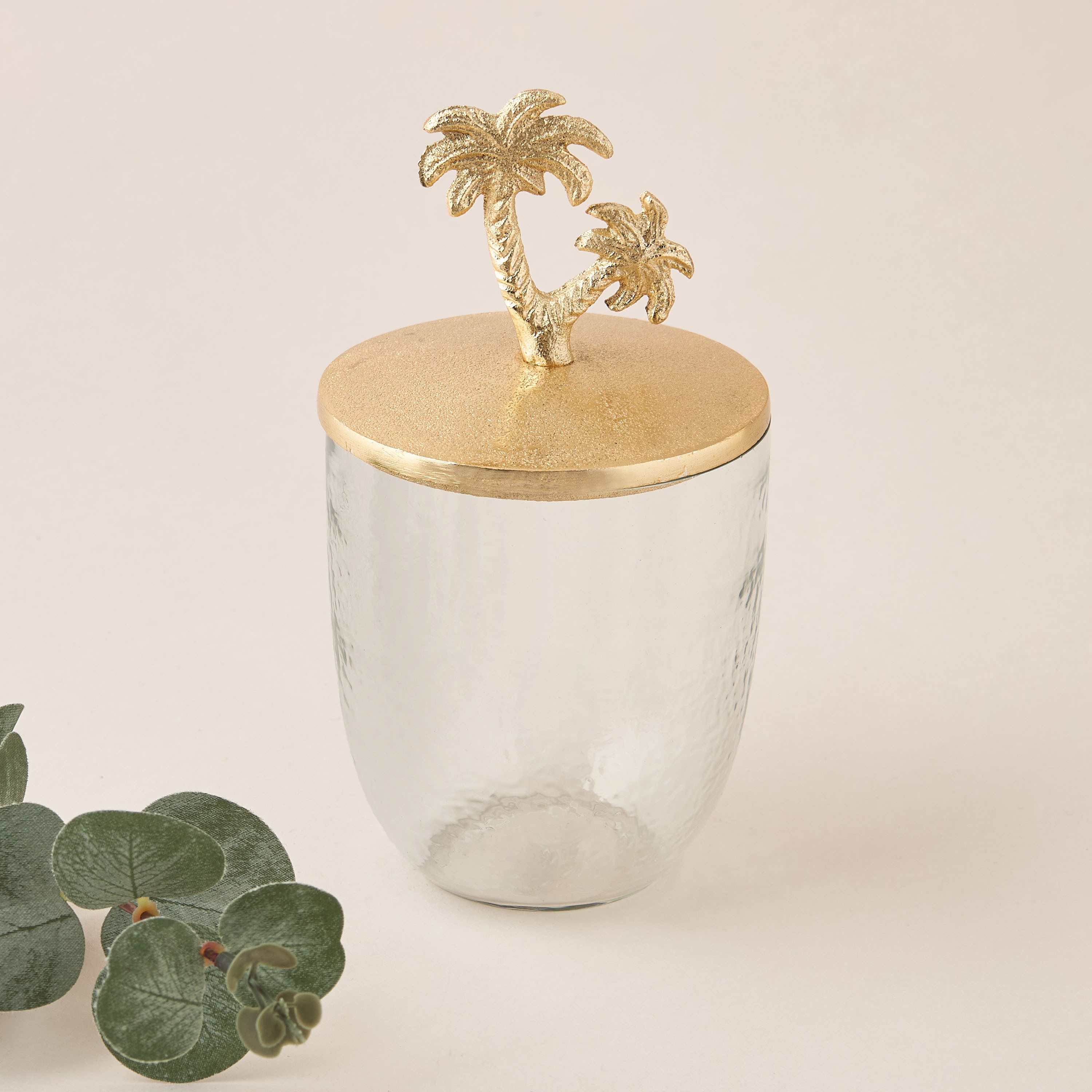 Palm Tree Glass Cotton Jar-household-bathandlaundry-bathaccessories-tissueboxesandcottonjars-image-1