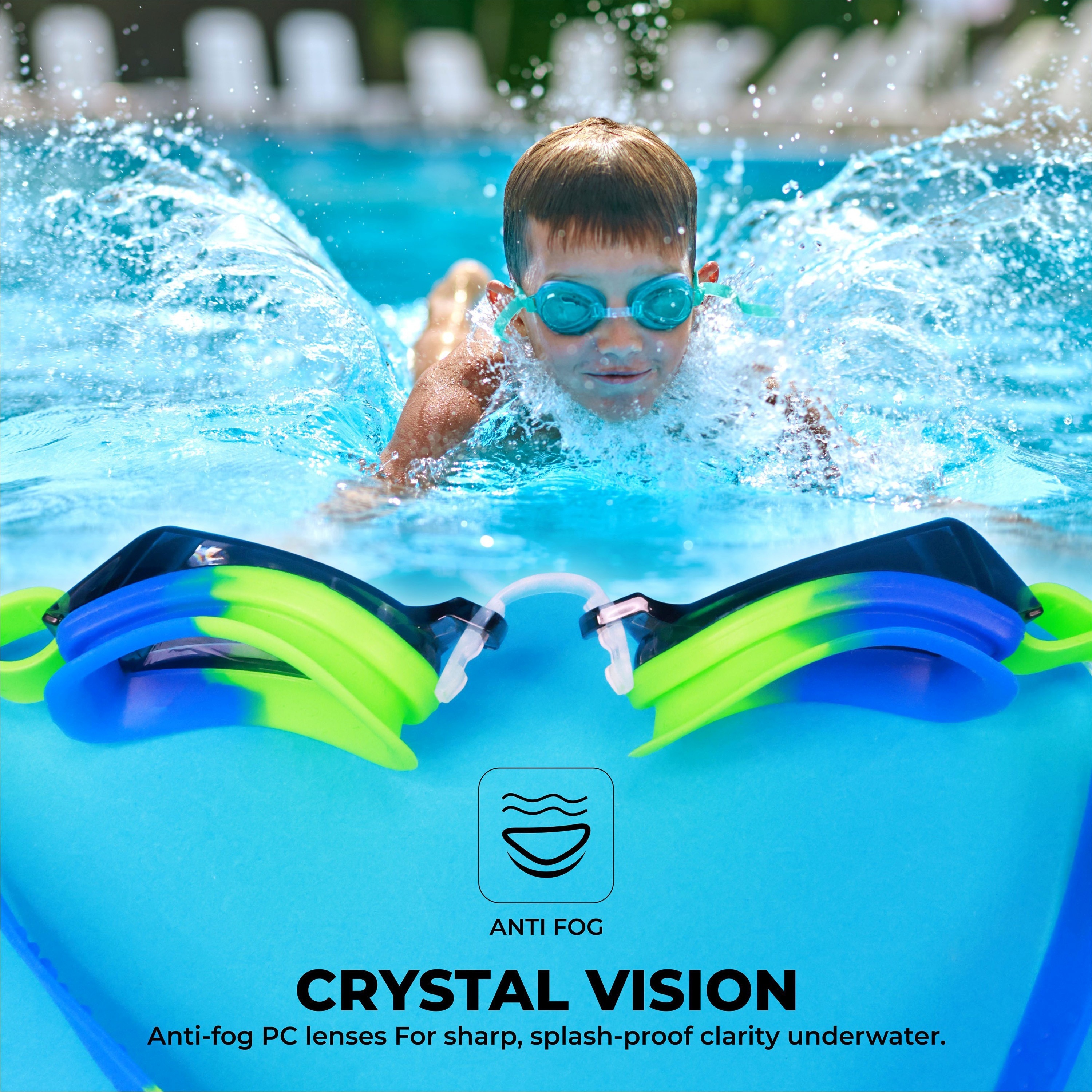 Nivia Kid's SPLASH JR. 2.0 Swimming Googles Blue/Green-sports-girls-accessories-image-2
