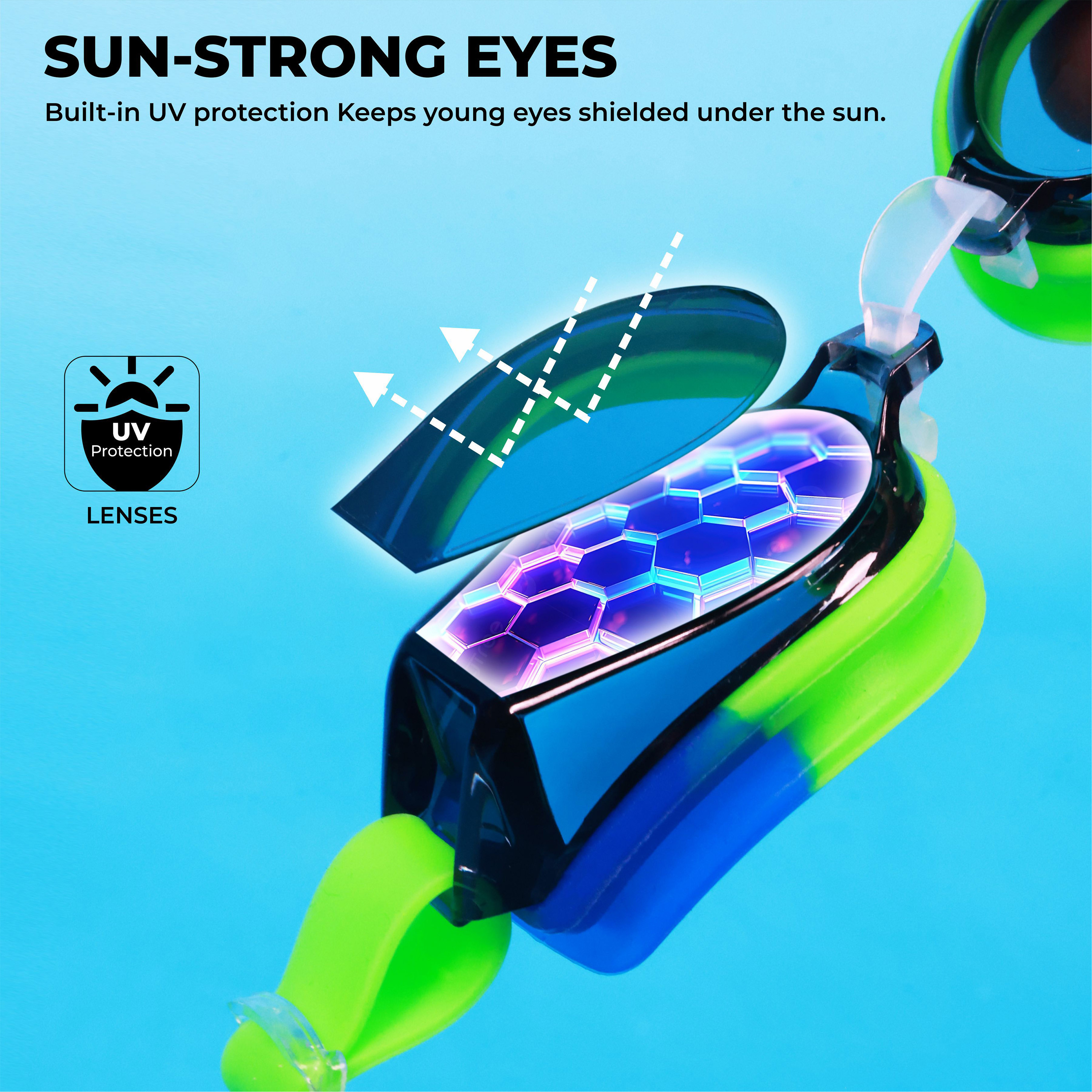 Nivia Kid's SPLASH JR. 2.0 Swimming Googles Blue/Green-sports-girls-accessories-image-4
