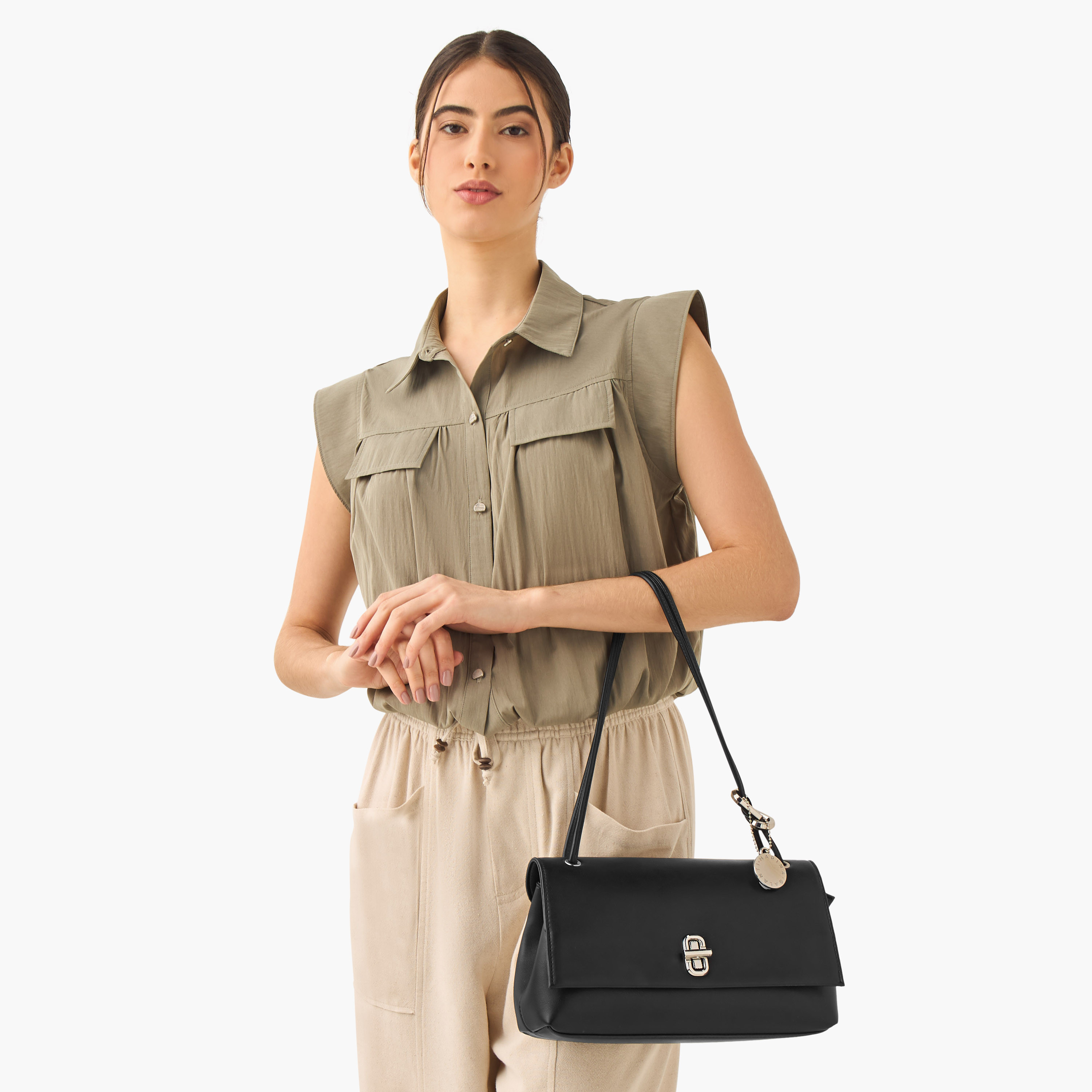Marina Galanti Solid Crossbody Bag with Twist Lock Closure-women-bagsandwallets-handbags-image-2