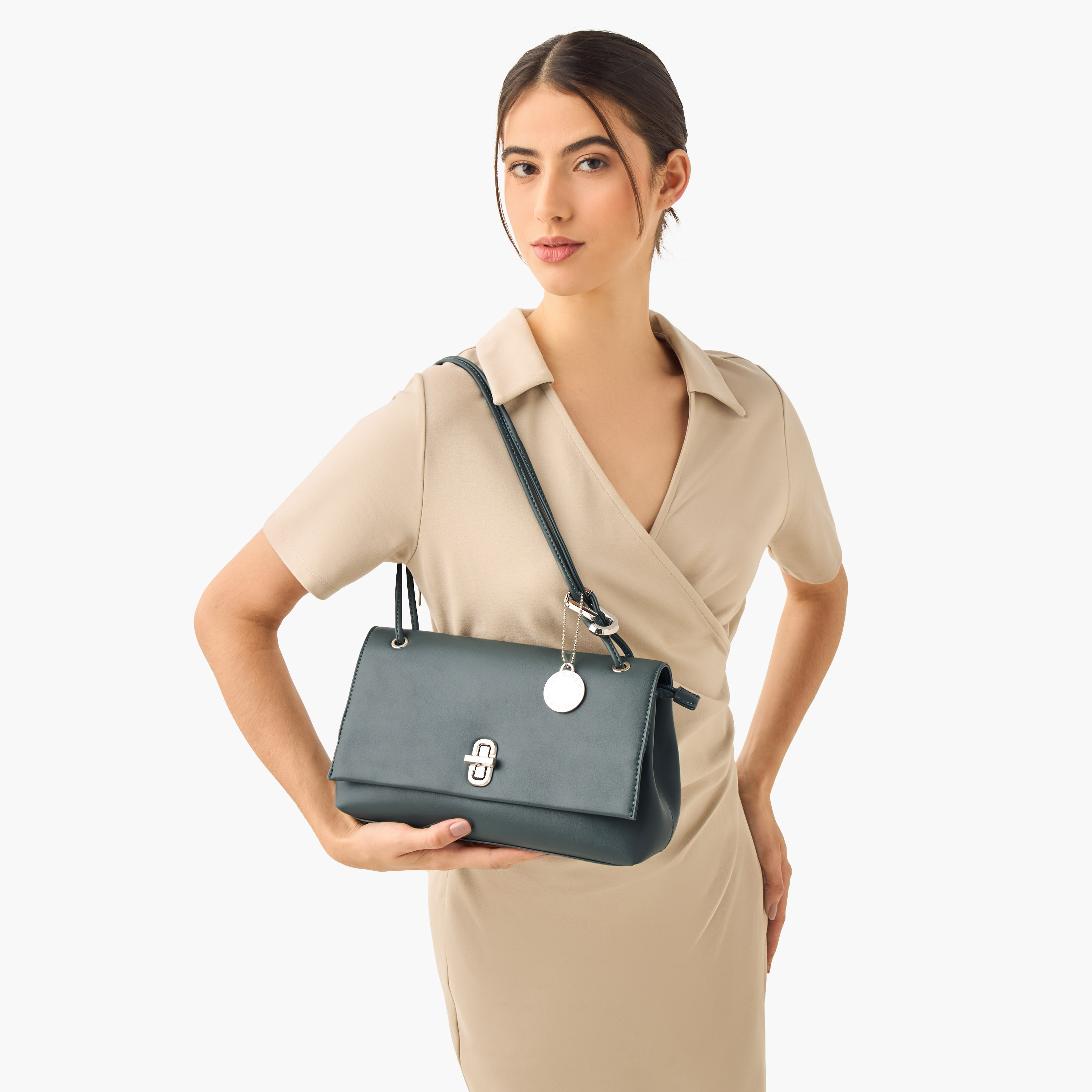 Marina Galanti Monotone Crossbody Bag with Flap Closure-women-bagsandwallets-handbags-image-2