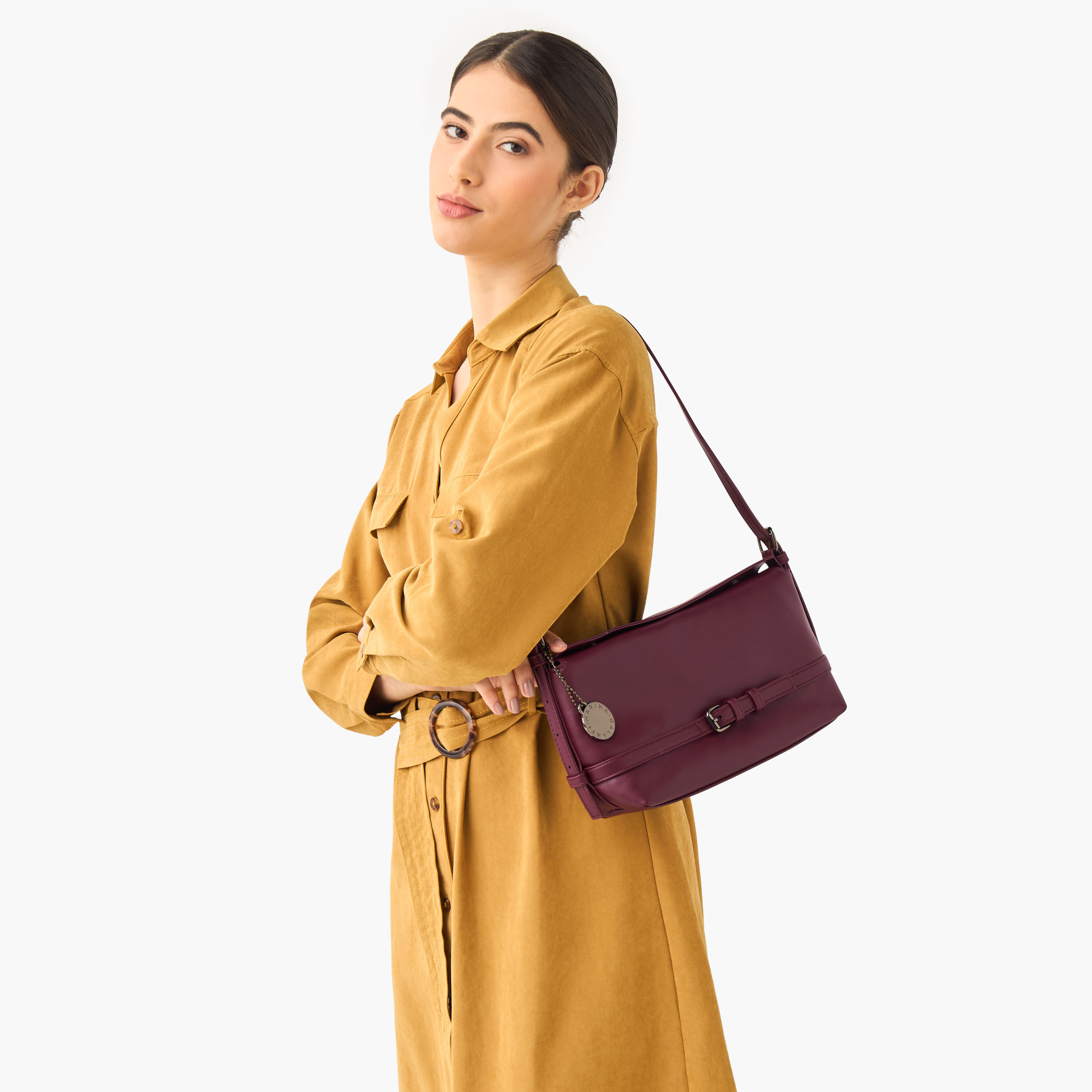 Marina Galanti Buckle Detail Shoulder Bag with Adjustable Strap-women-bagsandwallets-handbags-image-2