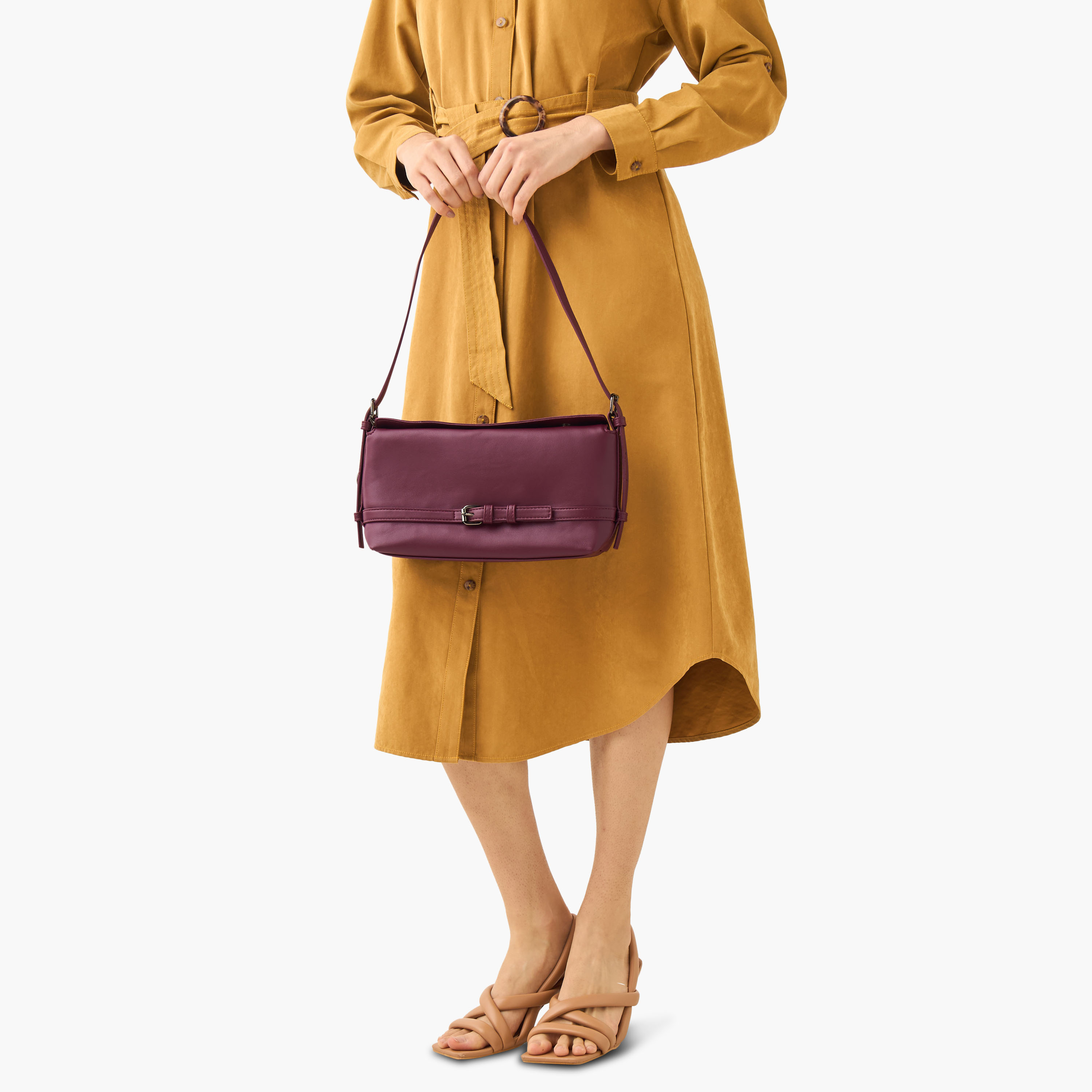Marina Galanti Buckle Detail Shoulder Bag with Adjustable Strap-women-bagsandwallets-handbags-image-8