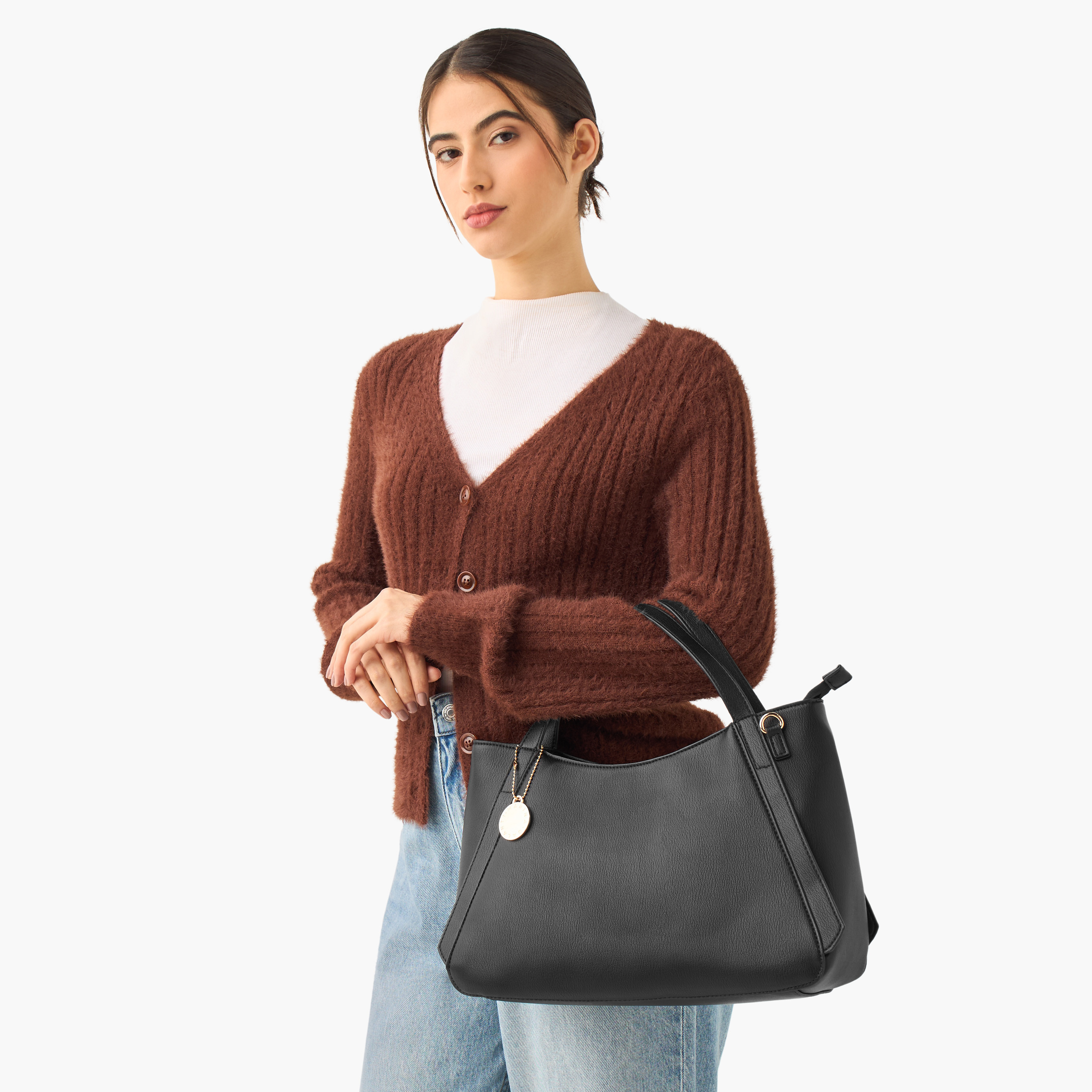 Marina Galanti Textured Tote Bag with Adjustable Strap-women-bagsandwallets-handbags-image-2