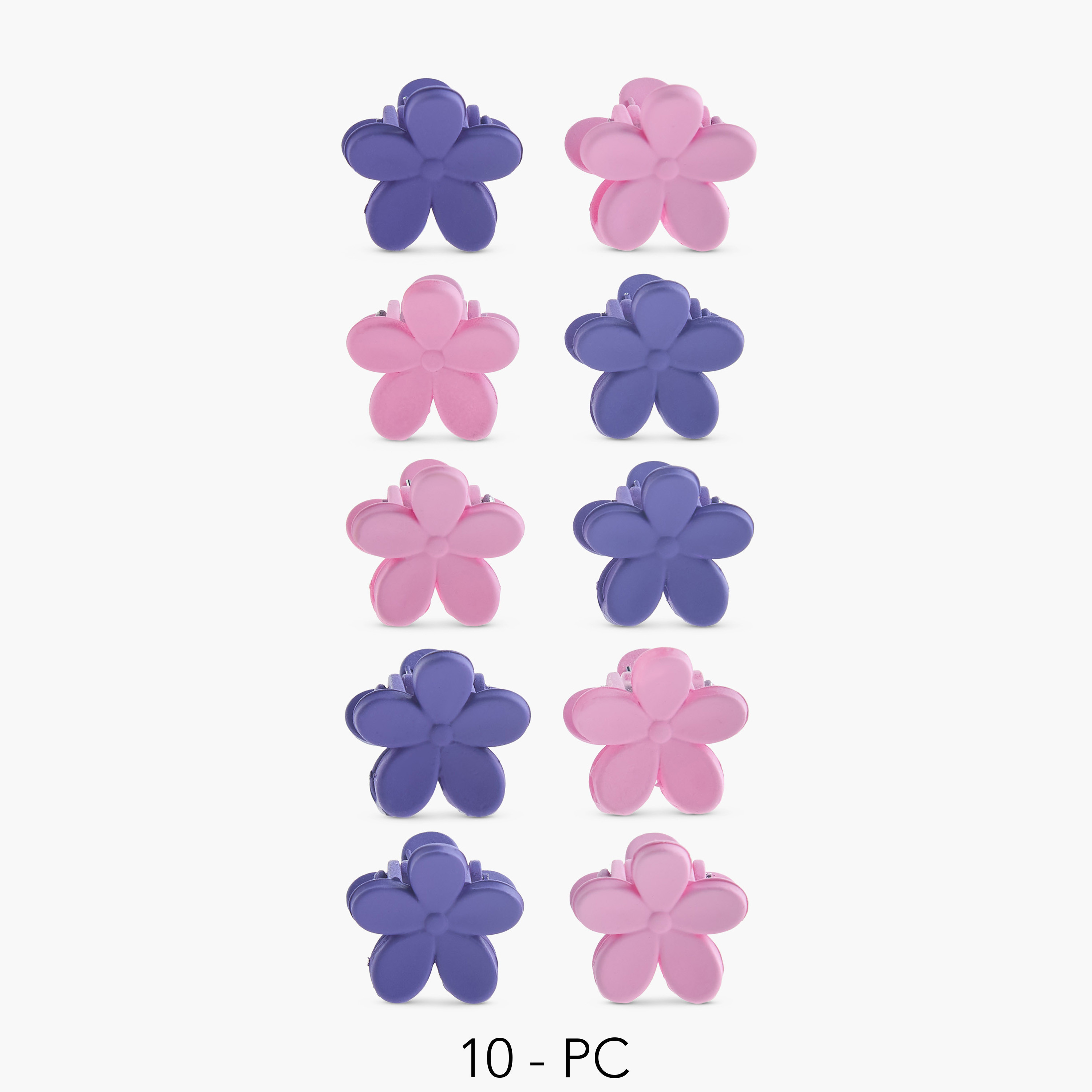 Pack of 10 Floral Hair Clamps with Matte Finish-women-hairaccessories-clamps-image-1